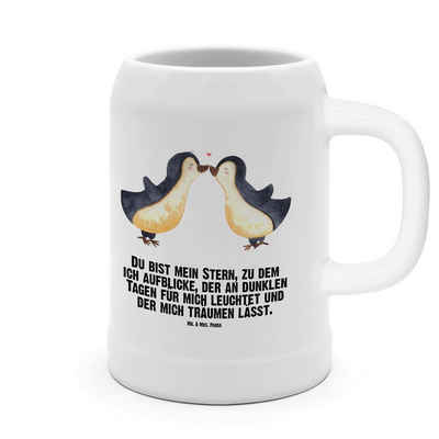 Mr. & Mrs. Panda Bierkrug Pinguin Liebe - Weiß - Geschenk, Gastgeschenk, 5 l, glücklich, große, Steinzeug, Kreative Sprüche