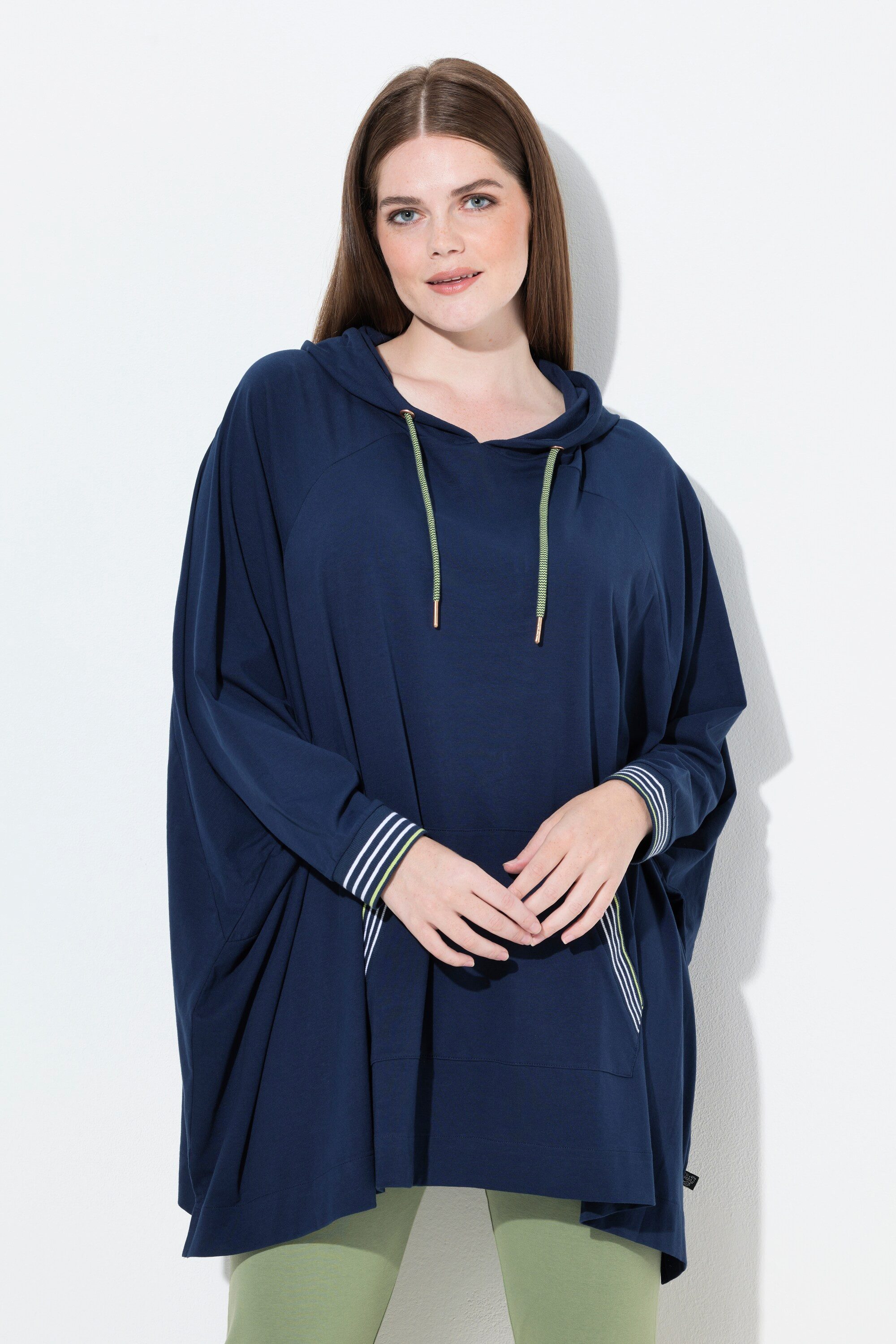 Ulla Popken Sweatjacke Loungwear-Poncho oversized Kapuze Langarm günstig online kaufen