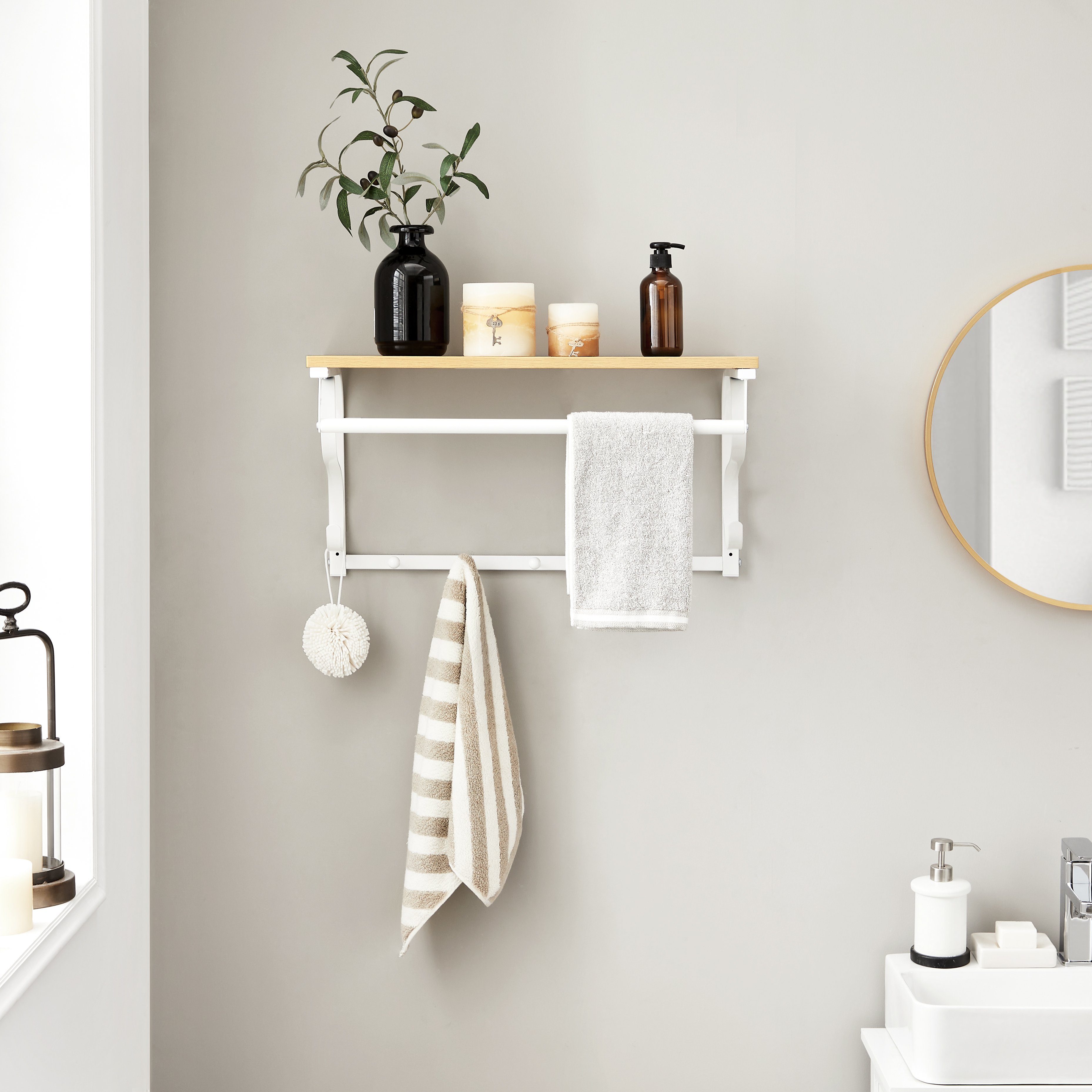 VASAGLE Wandgarderobe, Wandregal mit 5 Haken, günstig online kaufen