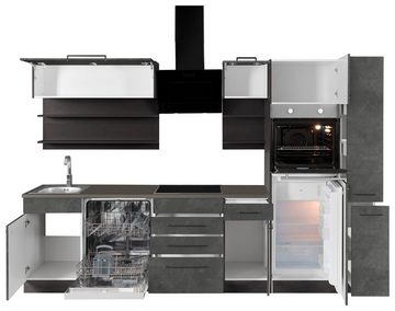 HELD MÖBEL Küchenzeile Tulsa, ohne E-Geräte, Breite 300 cm, schwarze Metallgriffe, MDF Fronten