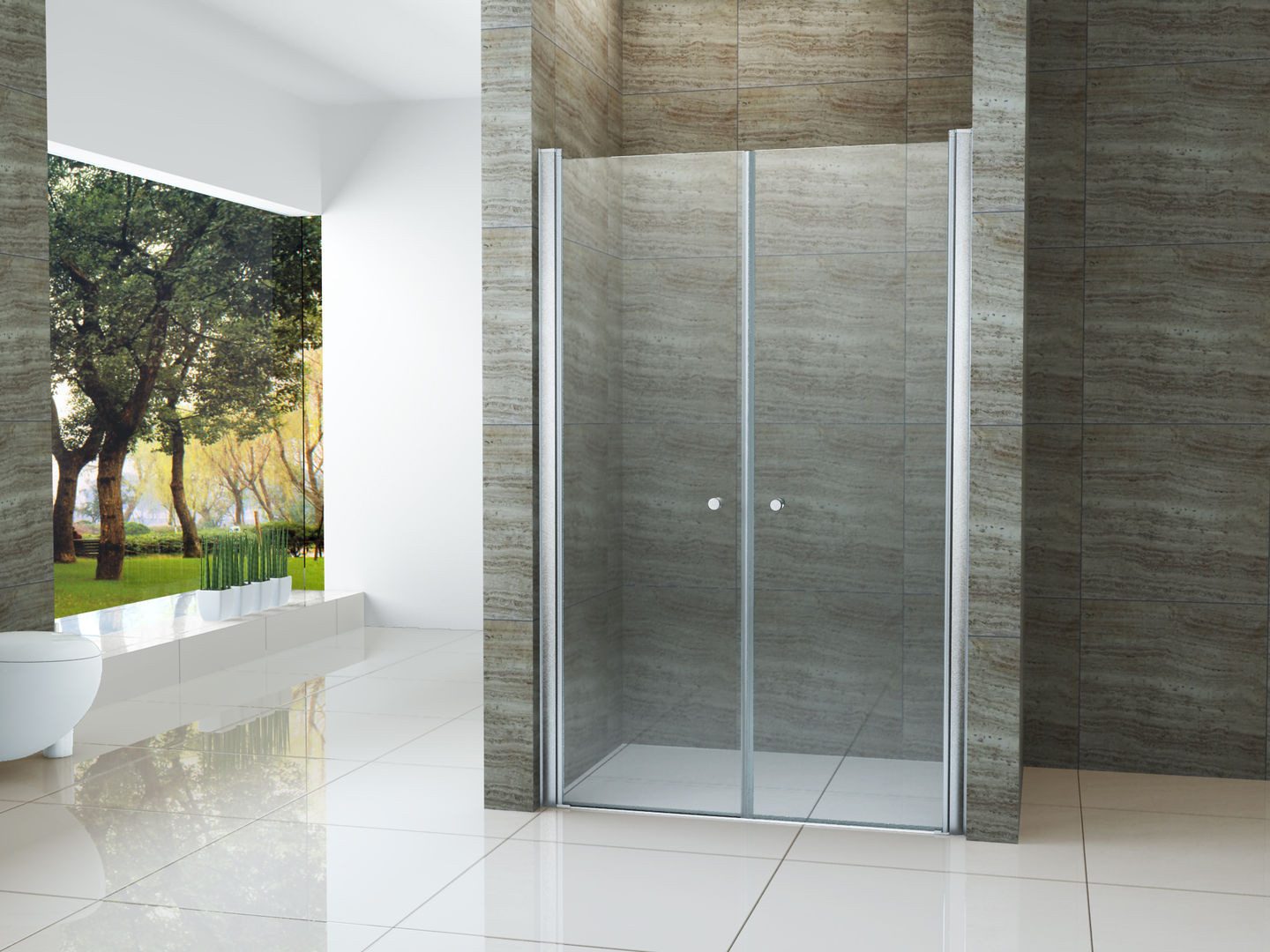 Nischentür WINGS-PF, 6 Mm ESG-Sicherheitsglas, 95 X 195 Cm – Modern, Satiniert, Leicht Zu Reinigen