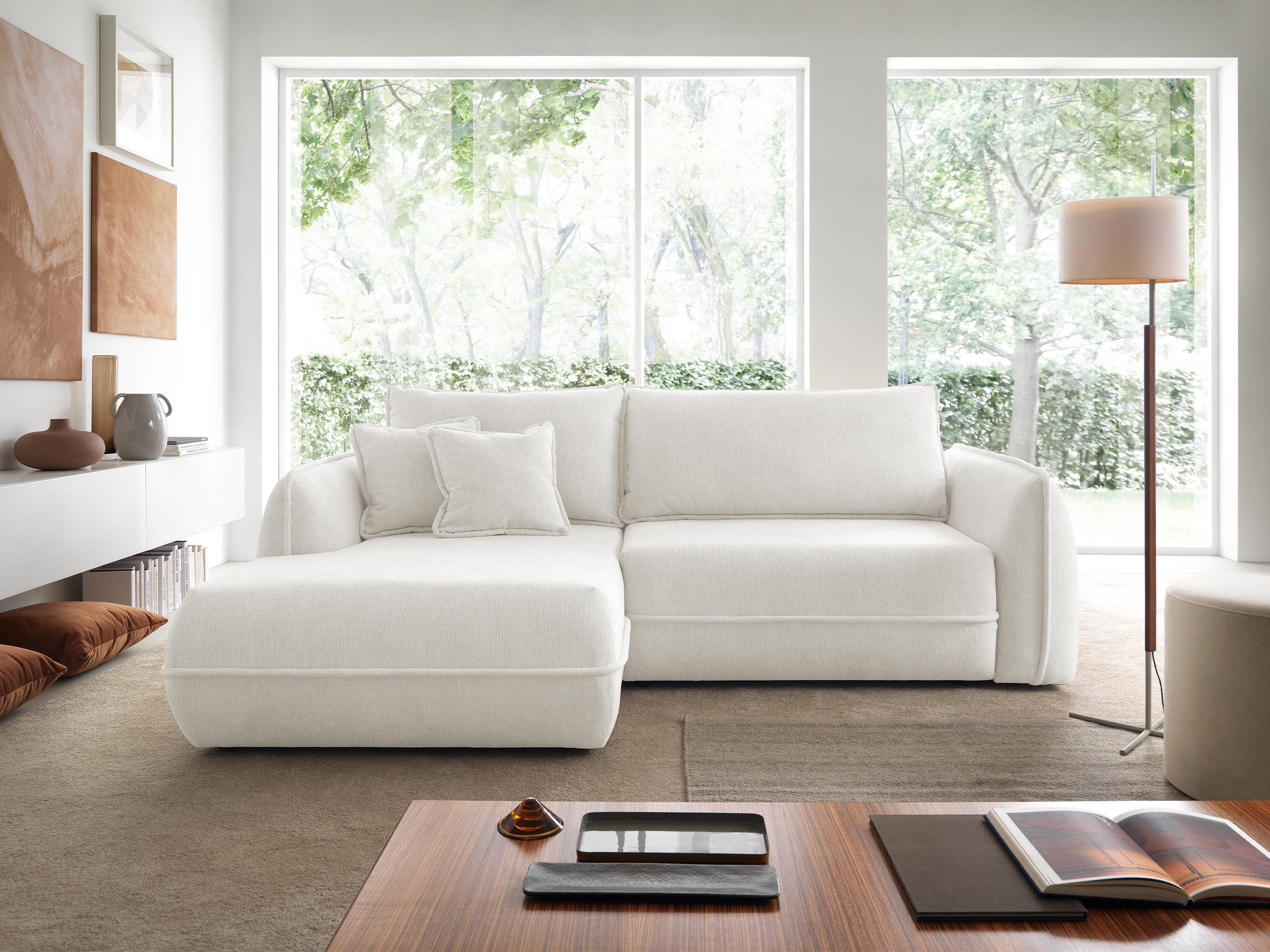 MIRJAN24 Ecksofa Moho, mit Schlaffunktion und Bettkasten, zwei Dekokissen, 254x162x94 cm