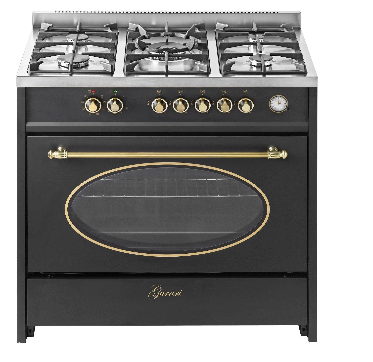 GURARI Gas-Standherd Retro Serie GCH E 914 BL R Gas Elektro Standherd 90 cm Retro Design, mit 1-fach-Teleskopauszug, Nein, Retro Gas Elektro Standherd 90 cm/ Nostalgie Range Cooker / 121L