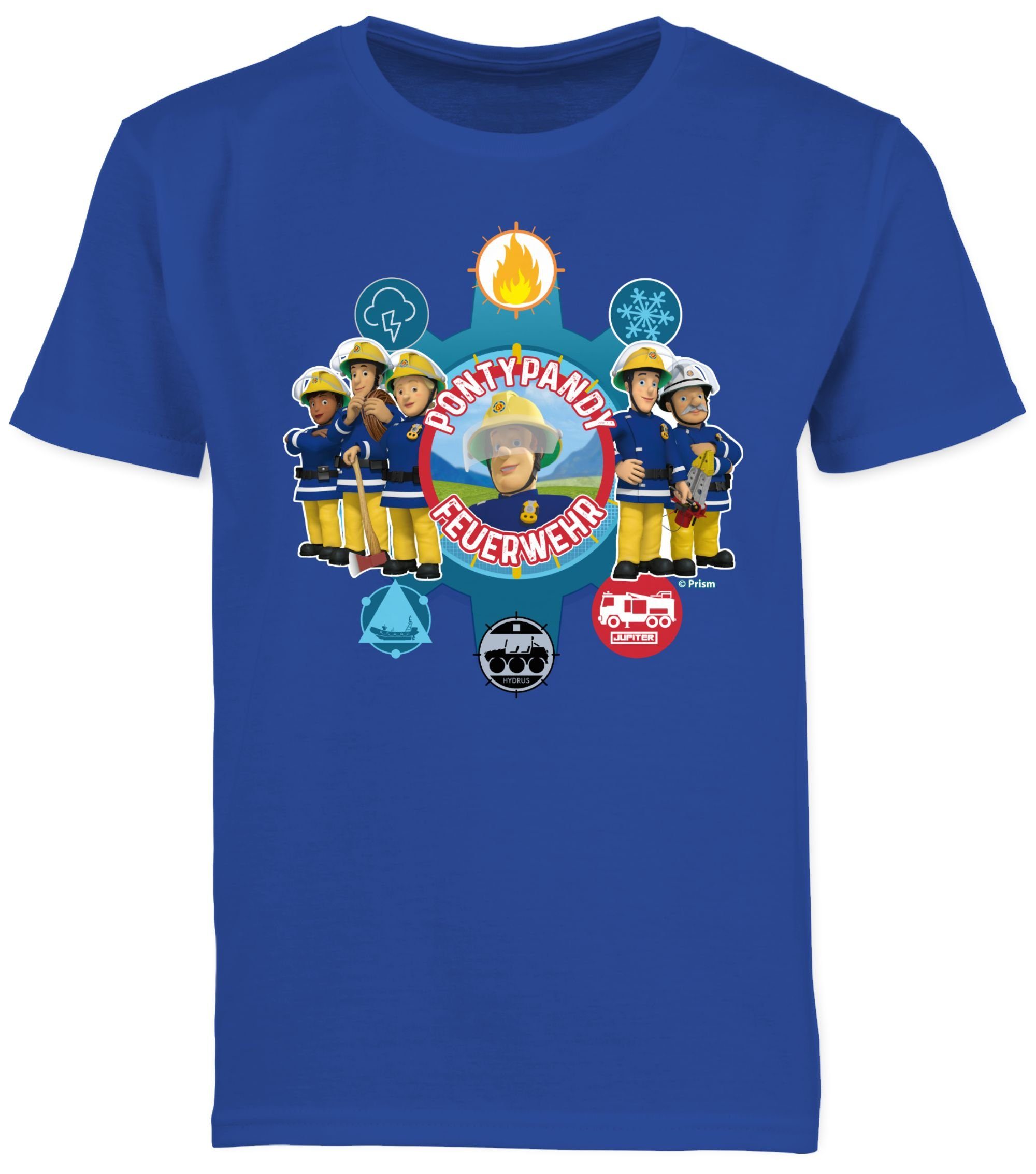 Sam Pontypandy Feuerwehrmann T-Shirt Royalblau Jungen Shirtracer Feuerwehr 01