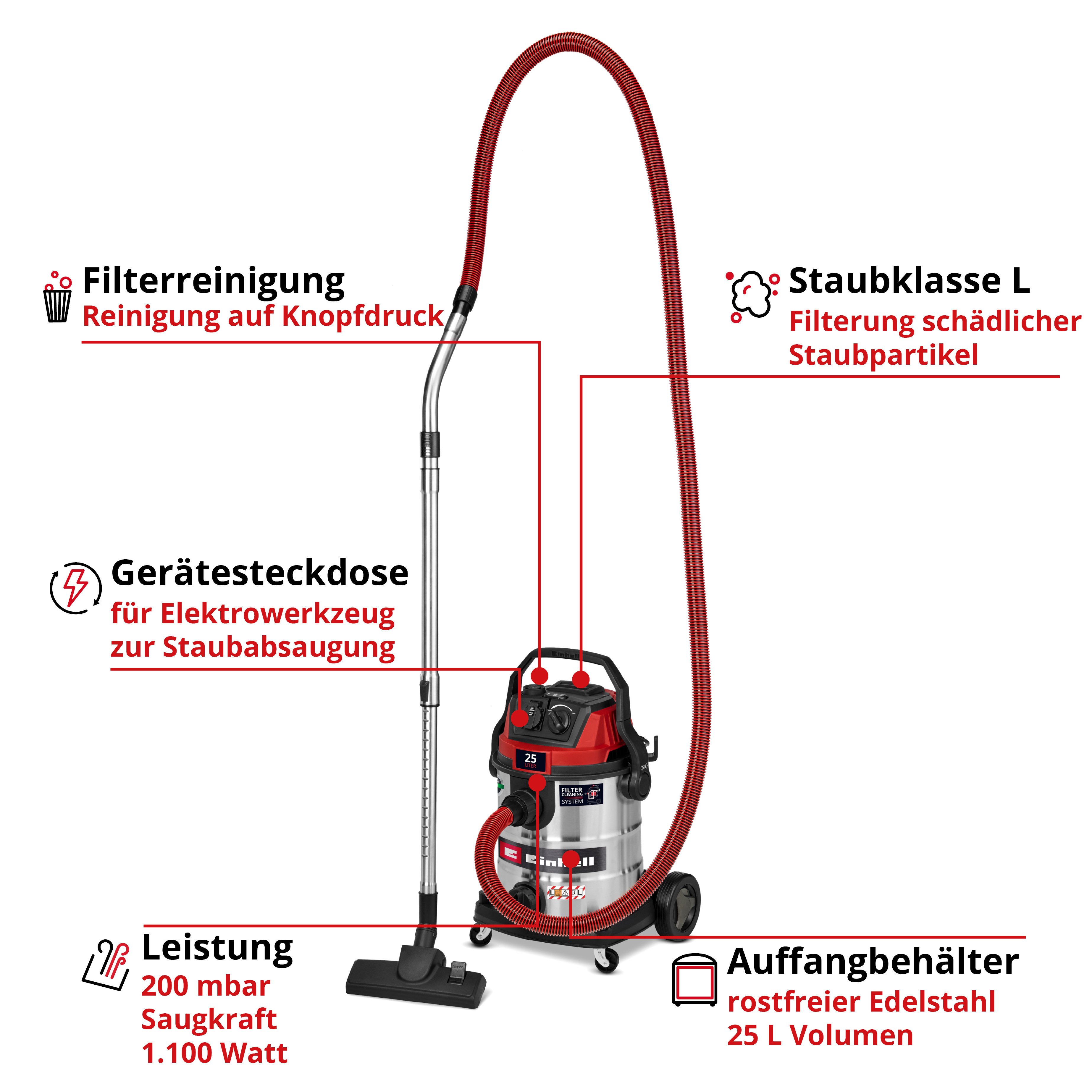 Einhell Nass-Trocken-Sauger TE-VC 2580 SACL, 1100 W