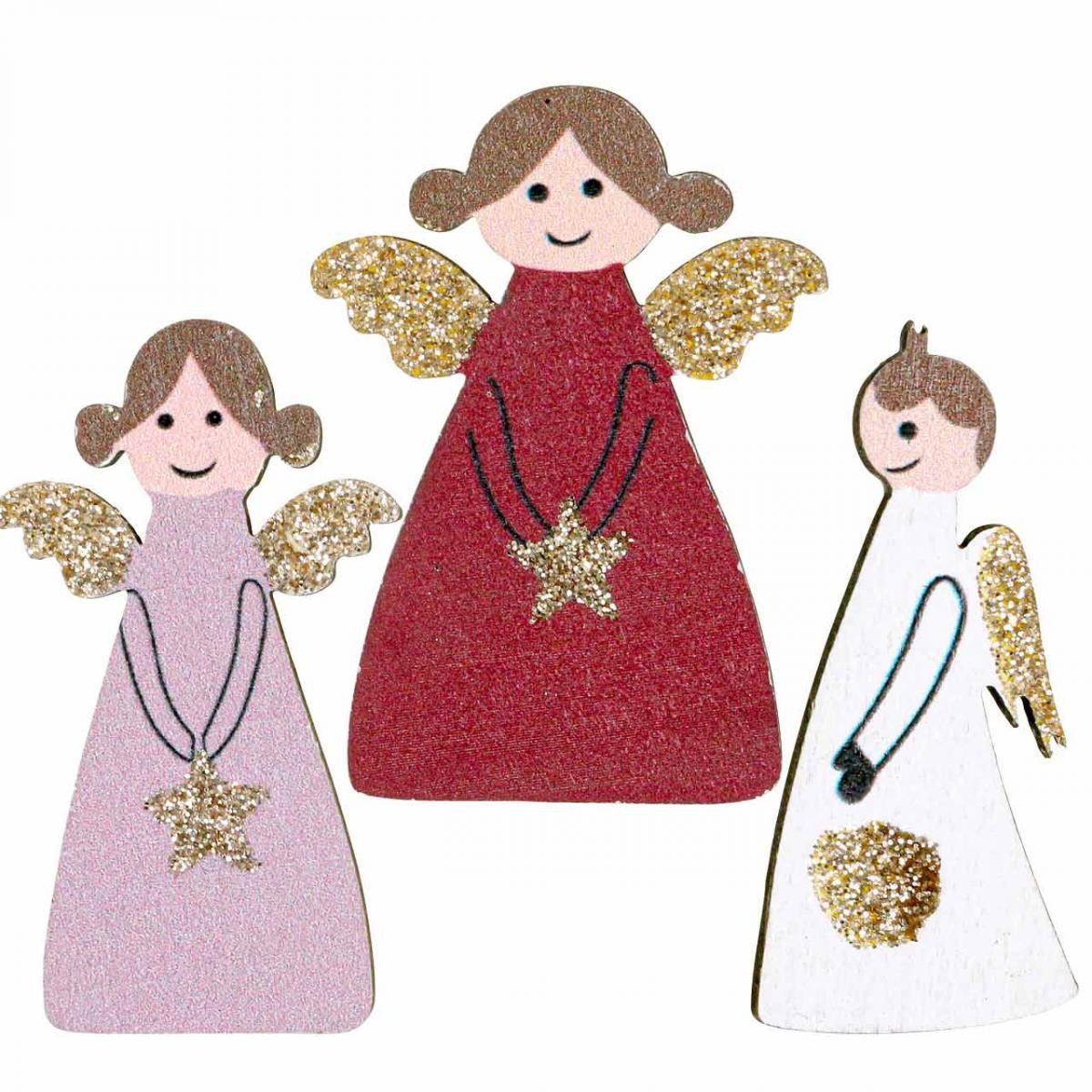 Florists Products Weihnachtsmann Holzengel Streuengel Streudeko Weihnachten Deko-Engel 4,5×3cm, 72 Stü