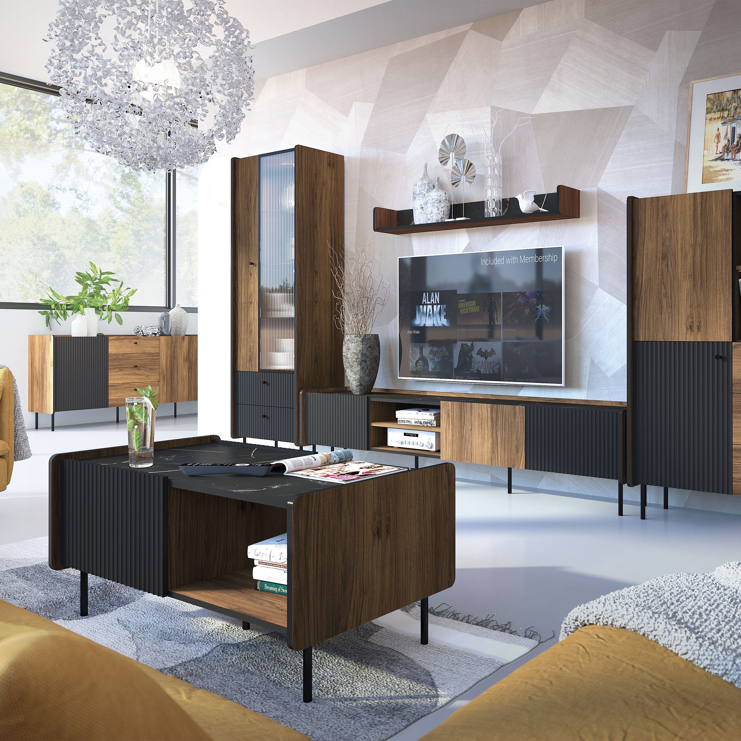Beautysofa Couchtisch PIANO mit 2 Türen & 3 Einlegeböden (funktional & platzsparend, im modernen Stil), Breite: 99 cm