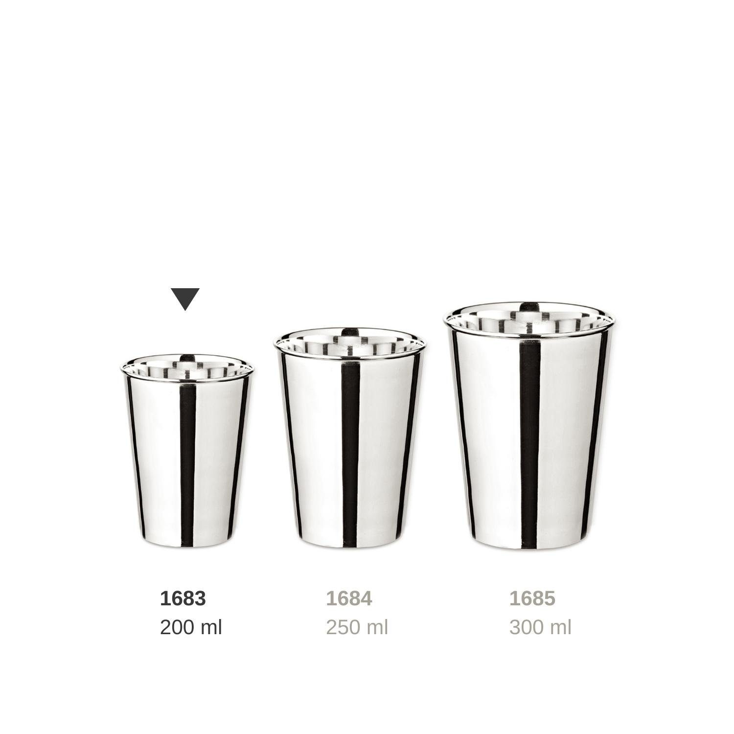 EDZARD Becher Design, Messing, gravurfähig, 200 ml Konus, im Trinkbecher cleanen schwerversilbert, Silber-Optik, Vase mit