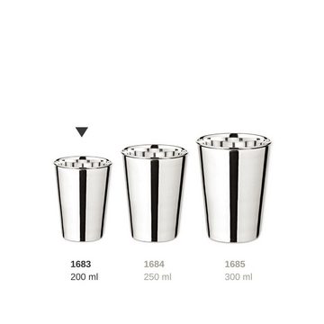 EDZARD Becher Konus, Messing, Trinkbecher im cleanen Design, Vase mit Silber-Optik, gravurfähig, schwerversilbert, 200 ml