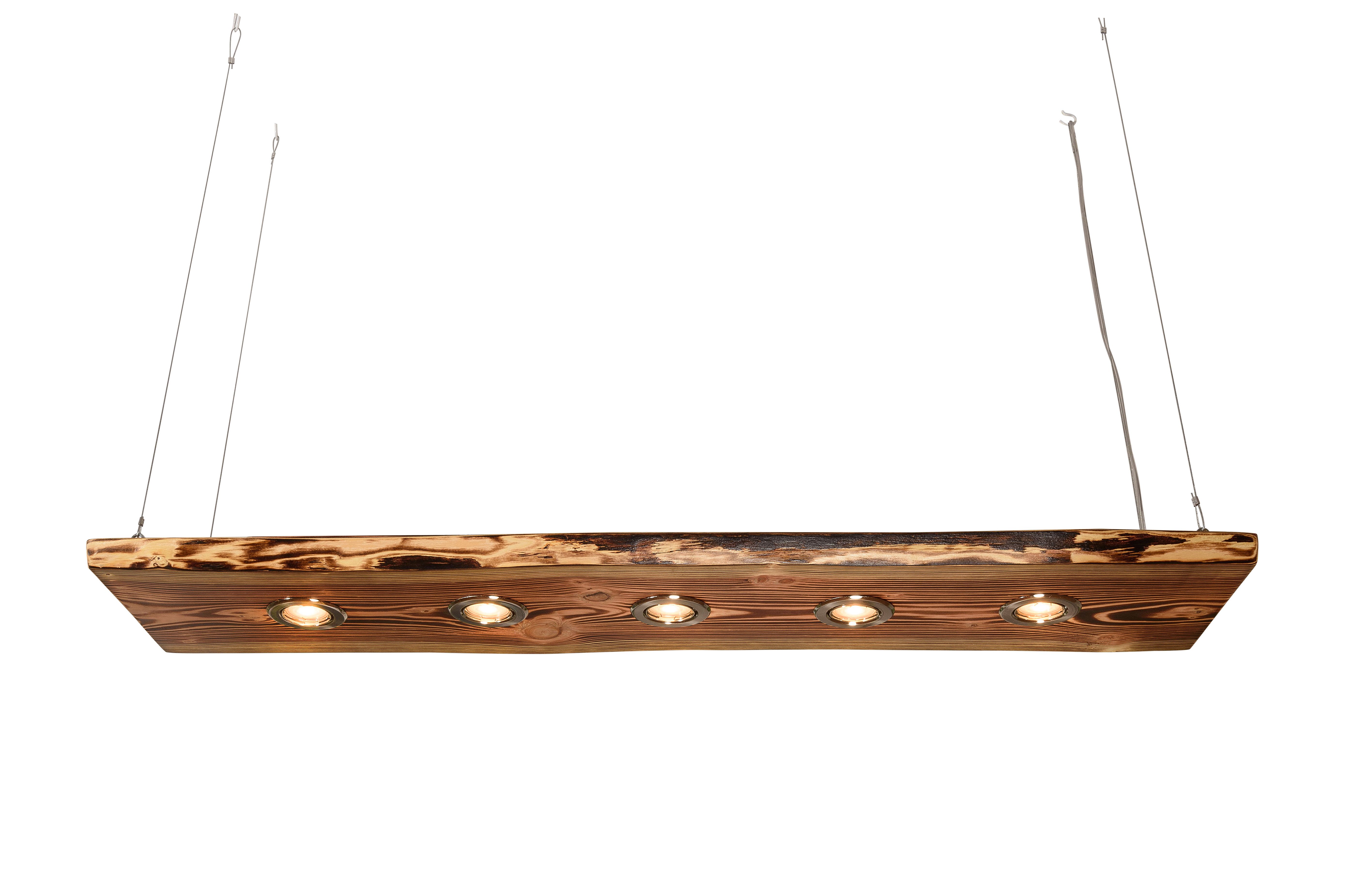 Blockholz-Schmiede Hängeleuchte Lärchen Hängeleuchte geflammt aus Deutscher Manufaktur LED Lampen, LED wechselbar, Warmweiß – Bild 5 von 5