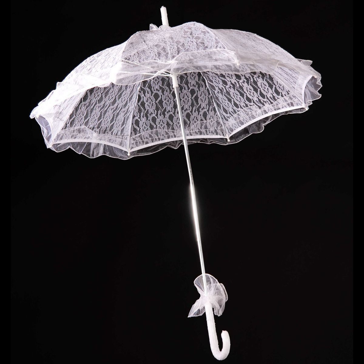 Festartikel Müller GmbH Stockregenschirm Schirm Weiß 65cm Durchmesser Hochzeit Trauung 80cm lang