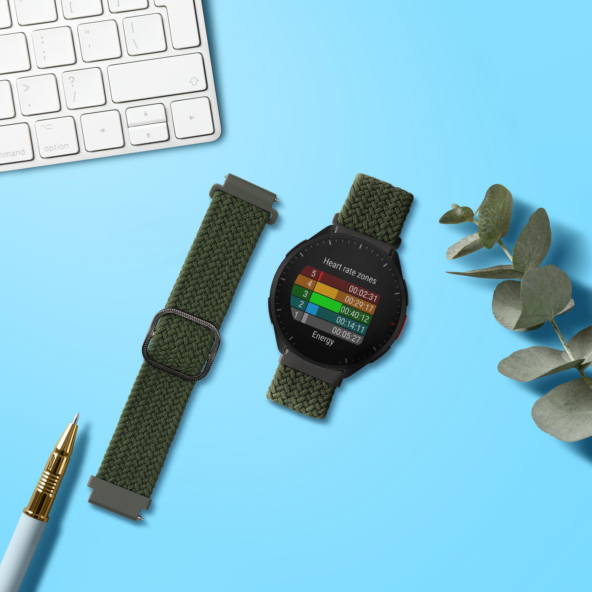kwmobile Armband für Polar Pacer / Pacer Pro / Ignite Smartwatch, 2-tlg., Nylon Fitnesstracker Sportarmband Band - Innenmaße von 19 - 20 cm