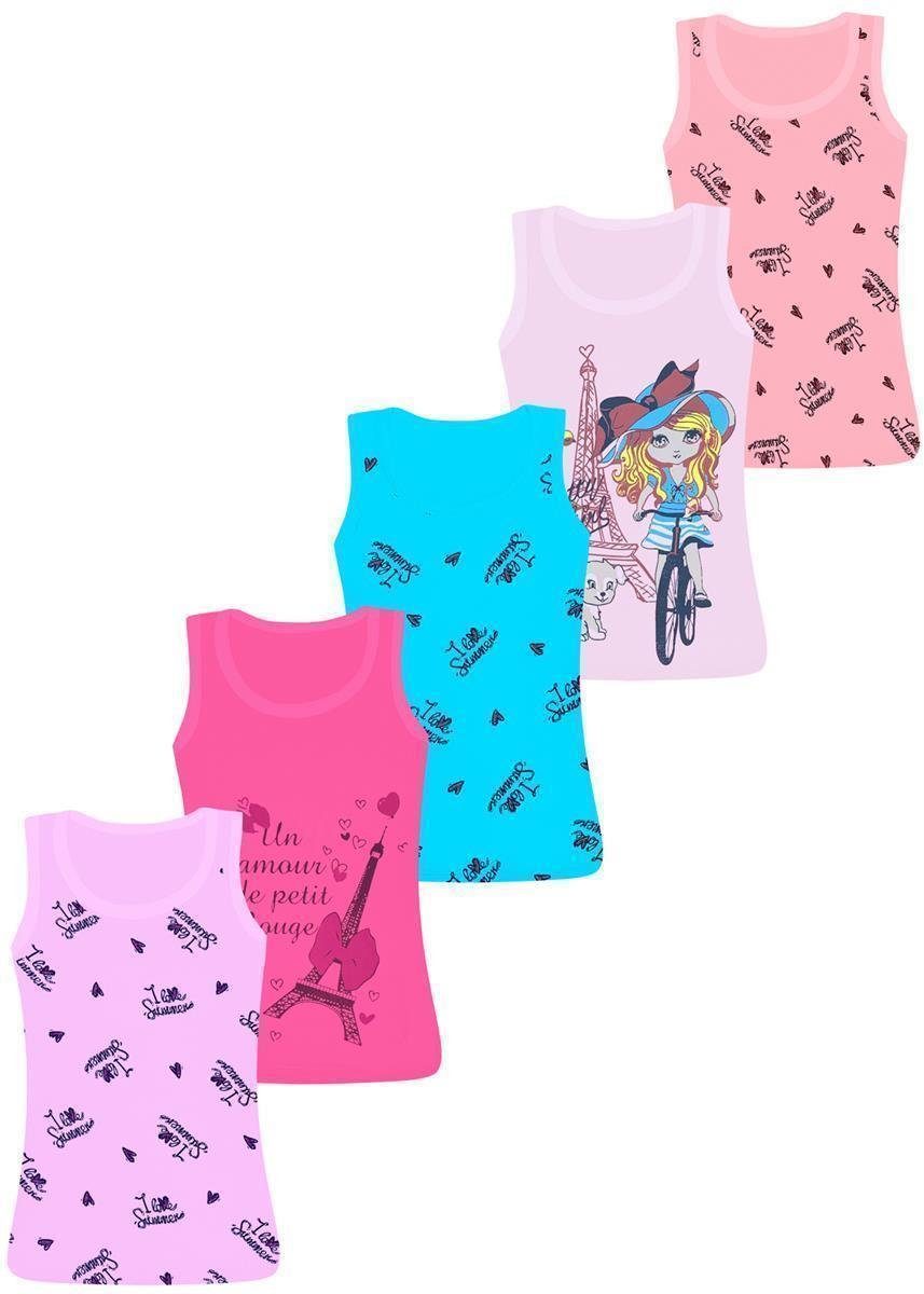 aus 5 Mädchen Mädchen hochwertiger Unterhemden Tank (Set, Baumwolle Gr. 5-St), Unterhemd 92-158 Unterwäsche Unterhemden LOREZA Pack 5