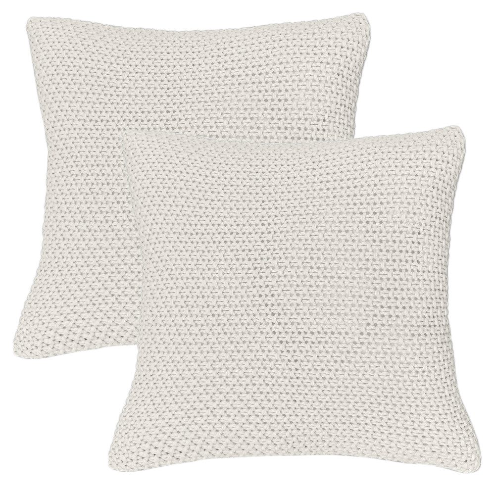 wometo Kissenbezug Strick mit Reißverschluss, 45x45 cm, (2 Stück), OEKO-TEX®, Kissenhülle mit edlem & schlichtem Strickmuster