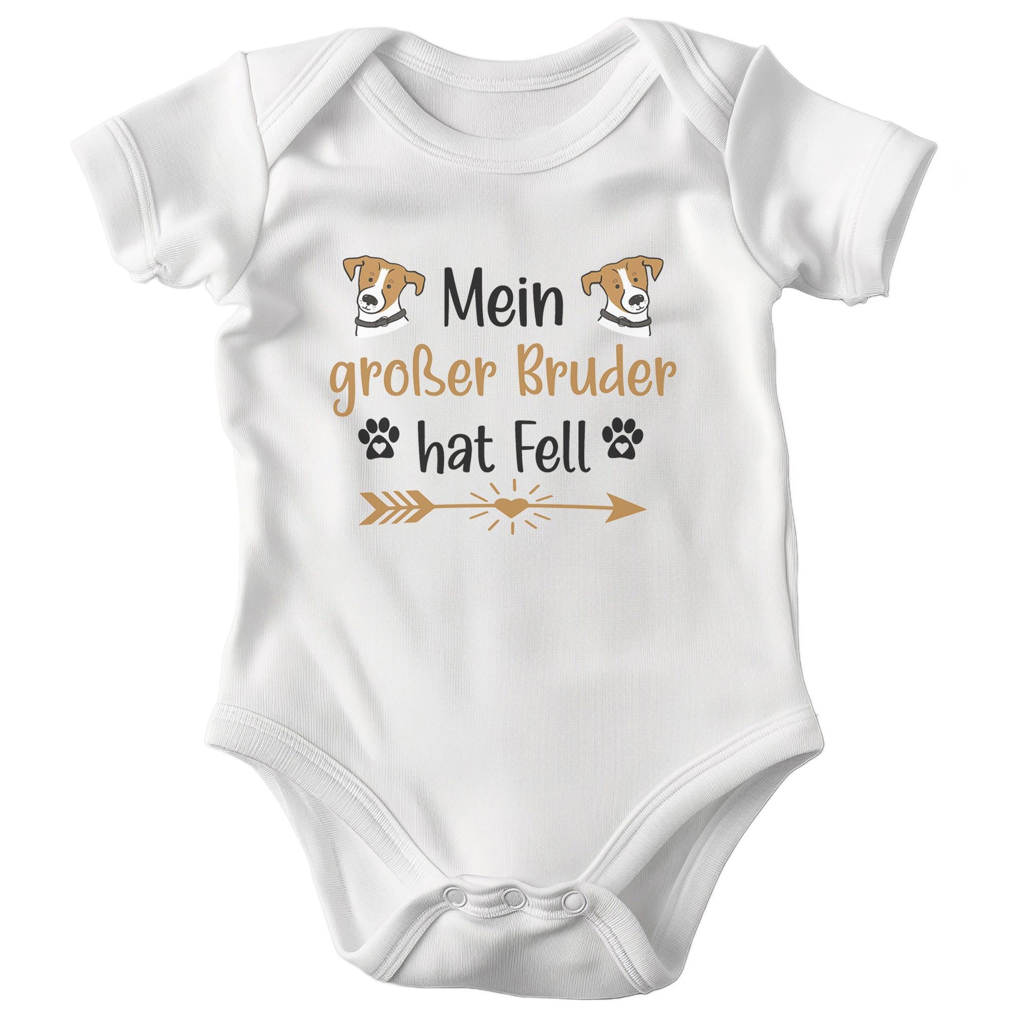 22Feels Kurzarmbody Bio Unisex Babybody Weiß Jack Russel Großer Bruder Geschenk Taufe BIO-Baumwolle - In Deutschland Bedruckt - Niedlicher Print