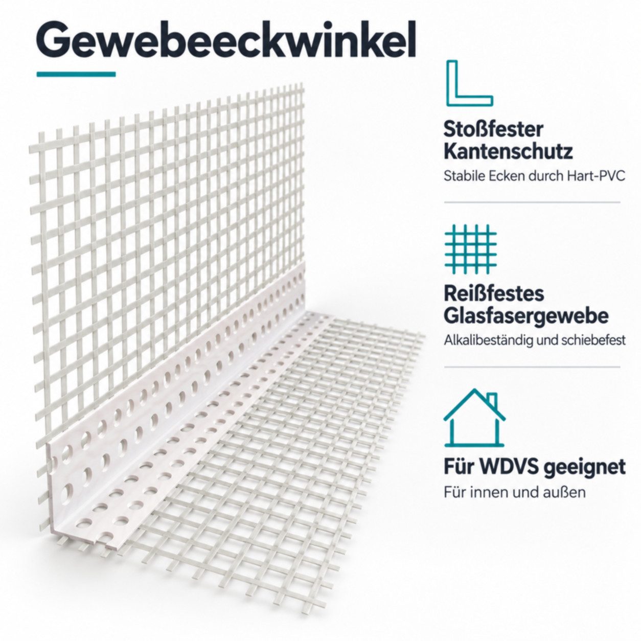 doitBau Profil 50 Stab Gewebeeckwinkel 80mm x 120mm je 2m (50-St) – Bild 3 von 5