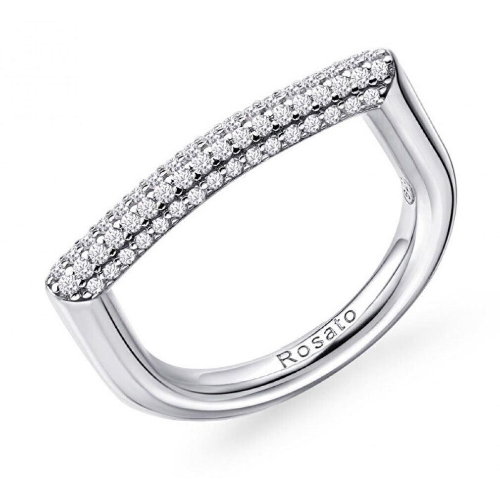 Rosato Fingerring Modern silver ring with zircons Bianca RZBI33 - Circuit: 58 mm