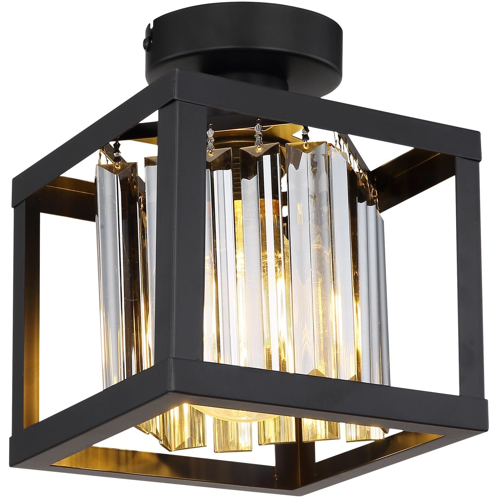 Esszimmer, Globo ohne Küche Flur modern, Lichtfarbe ist Deckenlampe Glaskristalle, Kristalle, abhängig Globo schwarz, Leuchtmittel, Metall Glas, vom Deckenleuchte Deckenleuchte Leuchtmittel, Wohnzimmer Schlafzimmer,