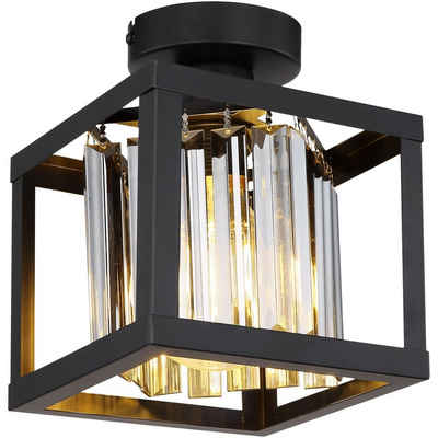 Globo Deckenleuchte Deckenleuchte Deckenlampe Wohnzimmer Flur Metall schwarz Kristalle, Glas, Kristalle, Glaskristalle, modern, ohne Leuchtmittel, Lichtfarbe ist abhängig vom Leuchtmittel, Schlafzimmer, Esszimmer, Küche