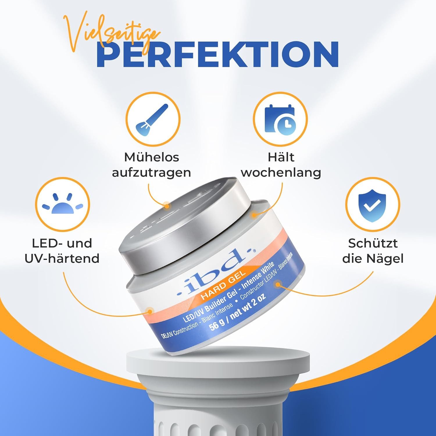 IBD UV-Gel IBD LED/UV Builder Gel Intense White Premium Nagelaufbau 56 g