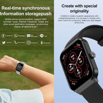IBETTER Smartwatch,Fitness Tracker Uhr für,Damen Herren Smartwatch Smartwatch (1,96" HD Voll Touchscreen Zoll), mit Schlafmonitor Schrittzähler Message Reminder