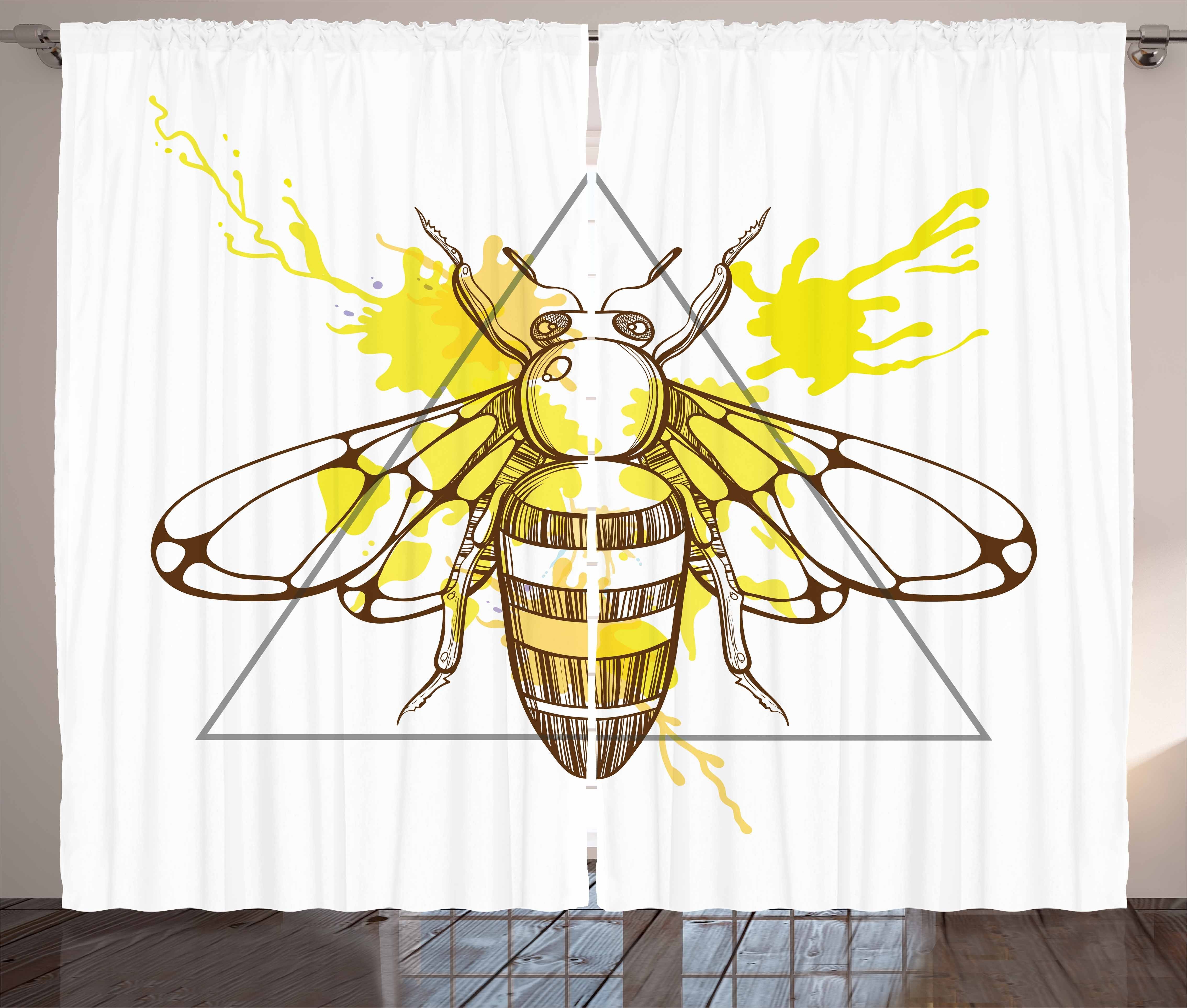 Bienenkönigin Farbe Schlaufen Gardine und Schlafzimmer mit Abakuhaus, Bee Vorhang Kräuselband Splashed Haken,