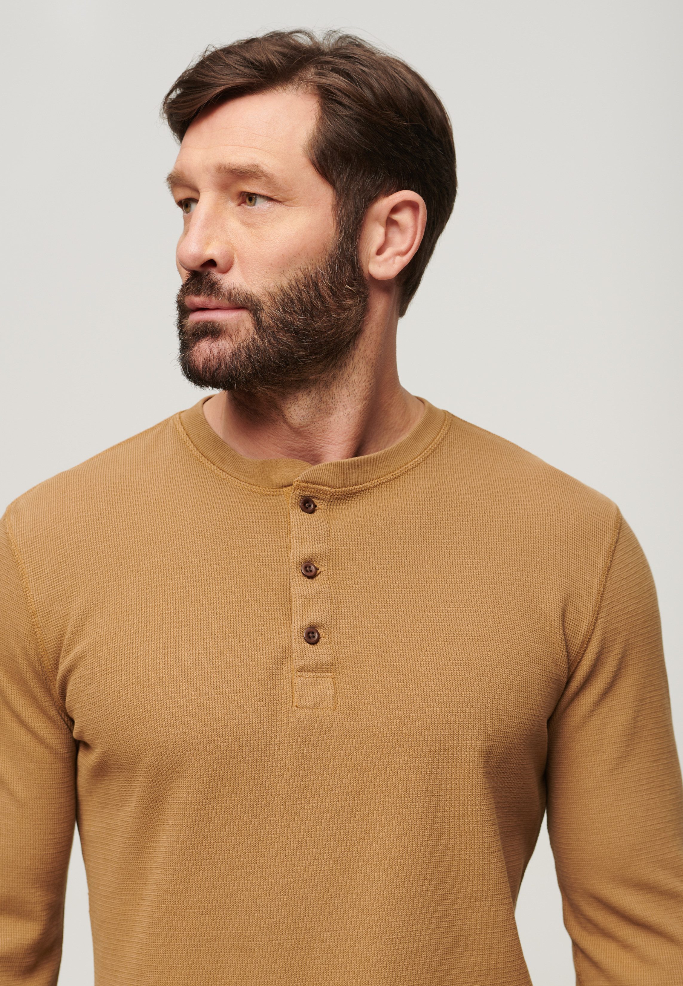Superdry Langarmshirt WAFFLE LONG SLEEVE HENLEY TOP