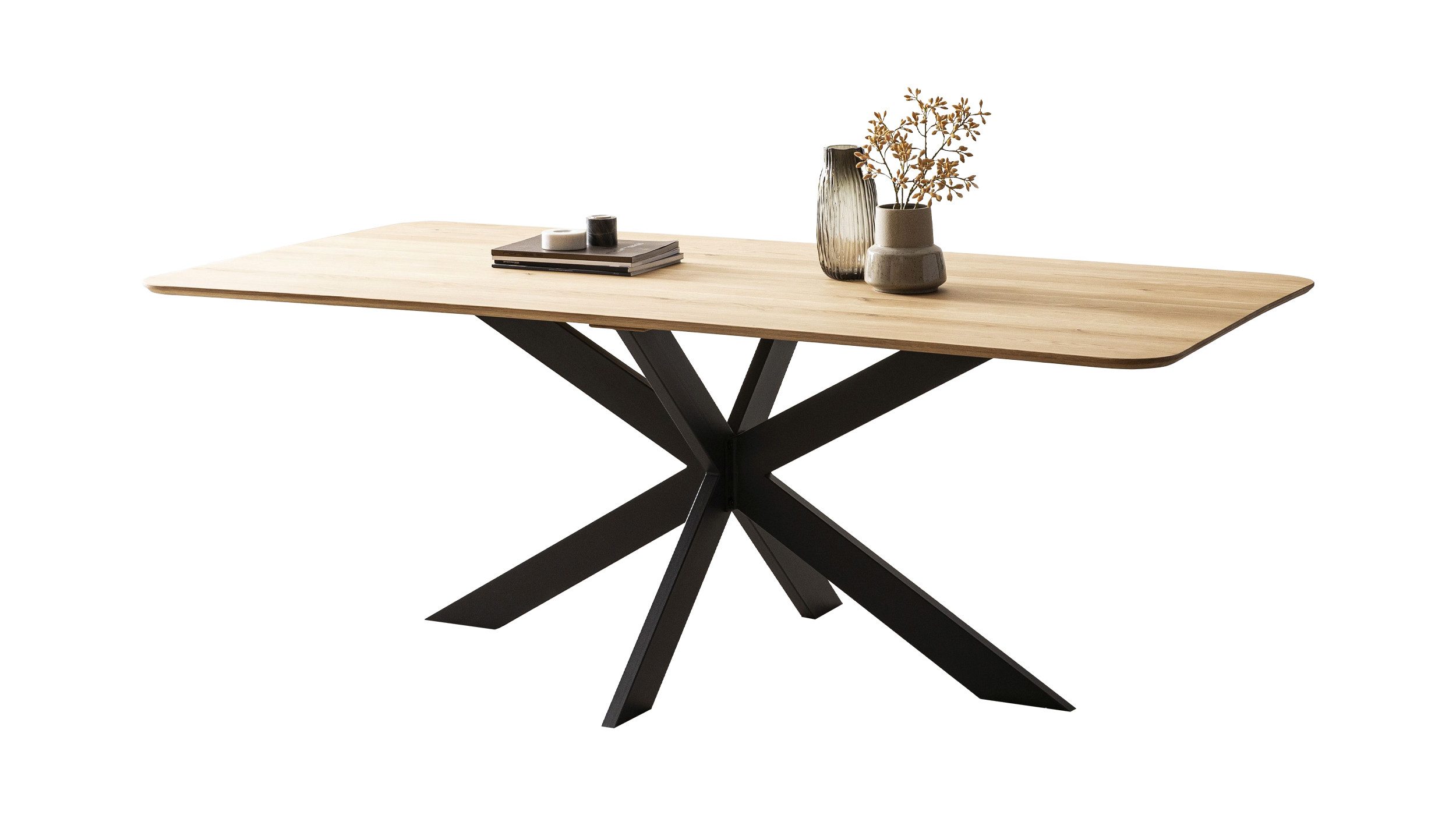 Massivart® Esstisch Eiche massiv / geölt / 180 × 100 cm / Schweizer Kante / günstig online kaufen