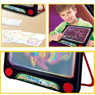 Retoo Zaubertafel LCD 12'' Schreibtafel Zeichenbrett Kinder Tablet Maltafel Zeichenboard, (Set, Grafiktablet, 4 x Marker, Tuch, 3 x Vorlage), Kompetenzentwicklung, Leicht zu transport und aufzubewahren, Sparsam