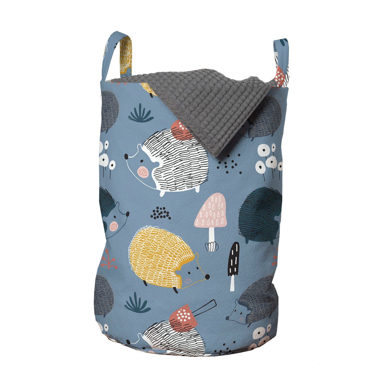 Abakuhaus Wäschesäckchen Wäschekorb mit Griffen Kordelzugverschluss für Waschsalons, Tiere Lustige Hedgehogs Gehen