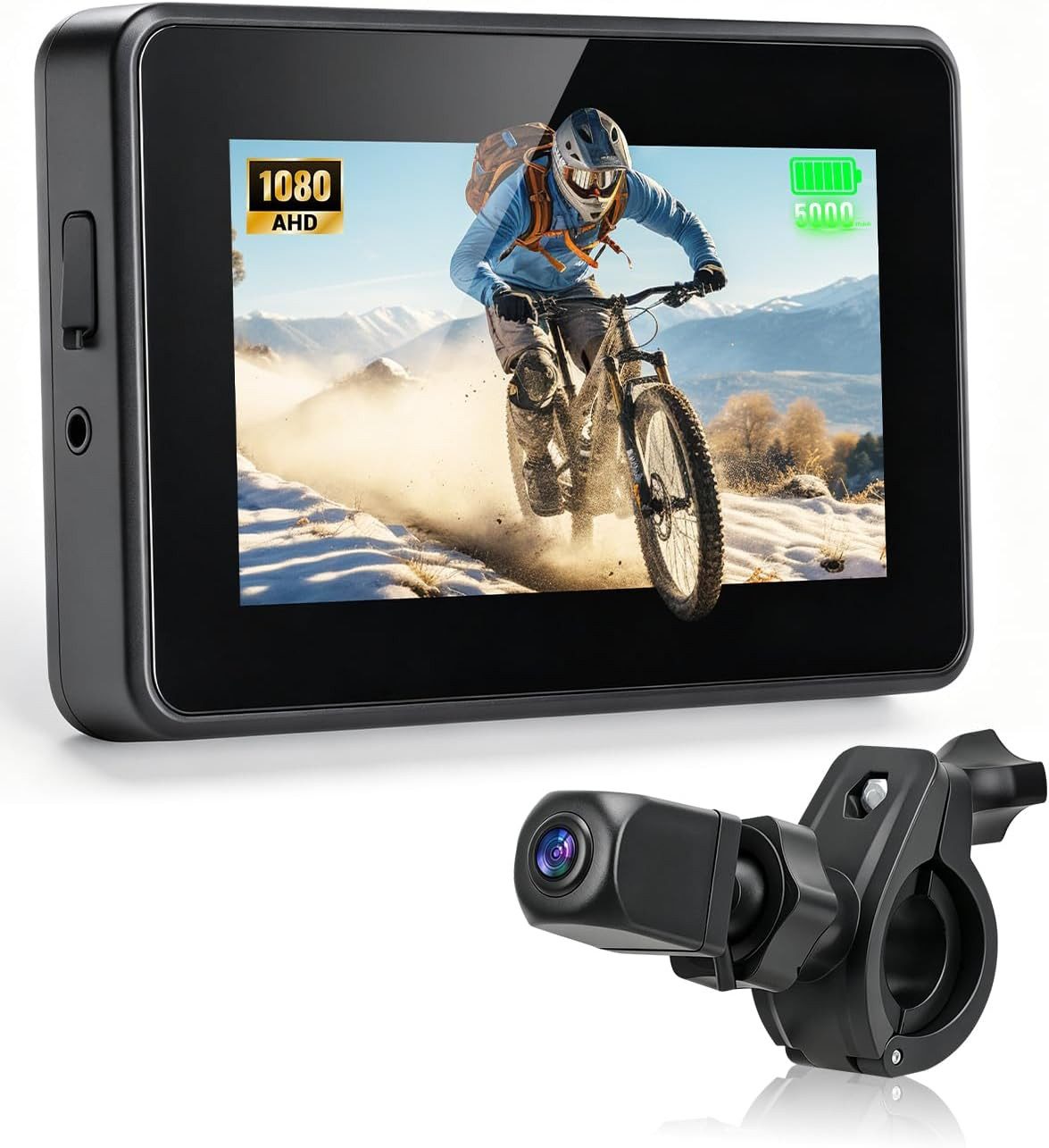 Topcony 4,3 Zoll 1080P Fahrradspiegel Kamera Fahrrad Rückfahrkamera Rückfahrkamera (Fahrrad Rückkamera mit 5000mAh Akku, Nachtsichtfunktion, Fahrrad Kamera für E-Bike, Citybike, Rennrad)