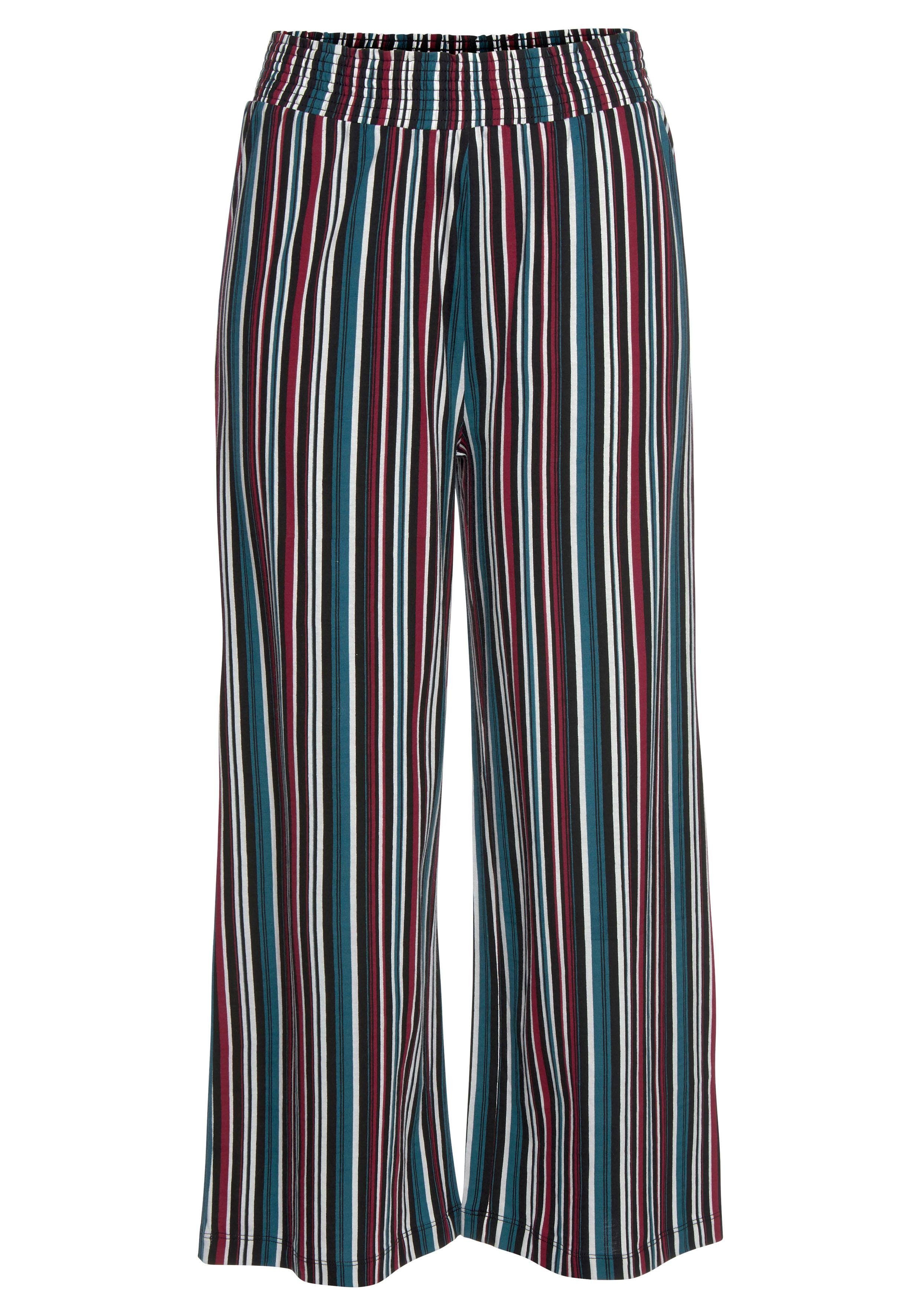 s.Oliver Pyjamahose im Allover-Muster mit petrol-weinrot-gestreift elastischem Bund