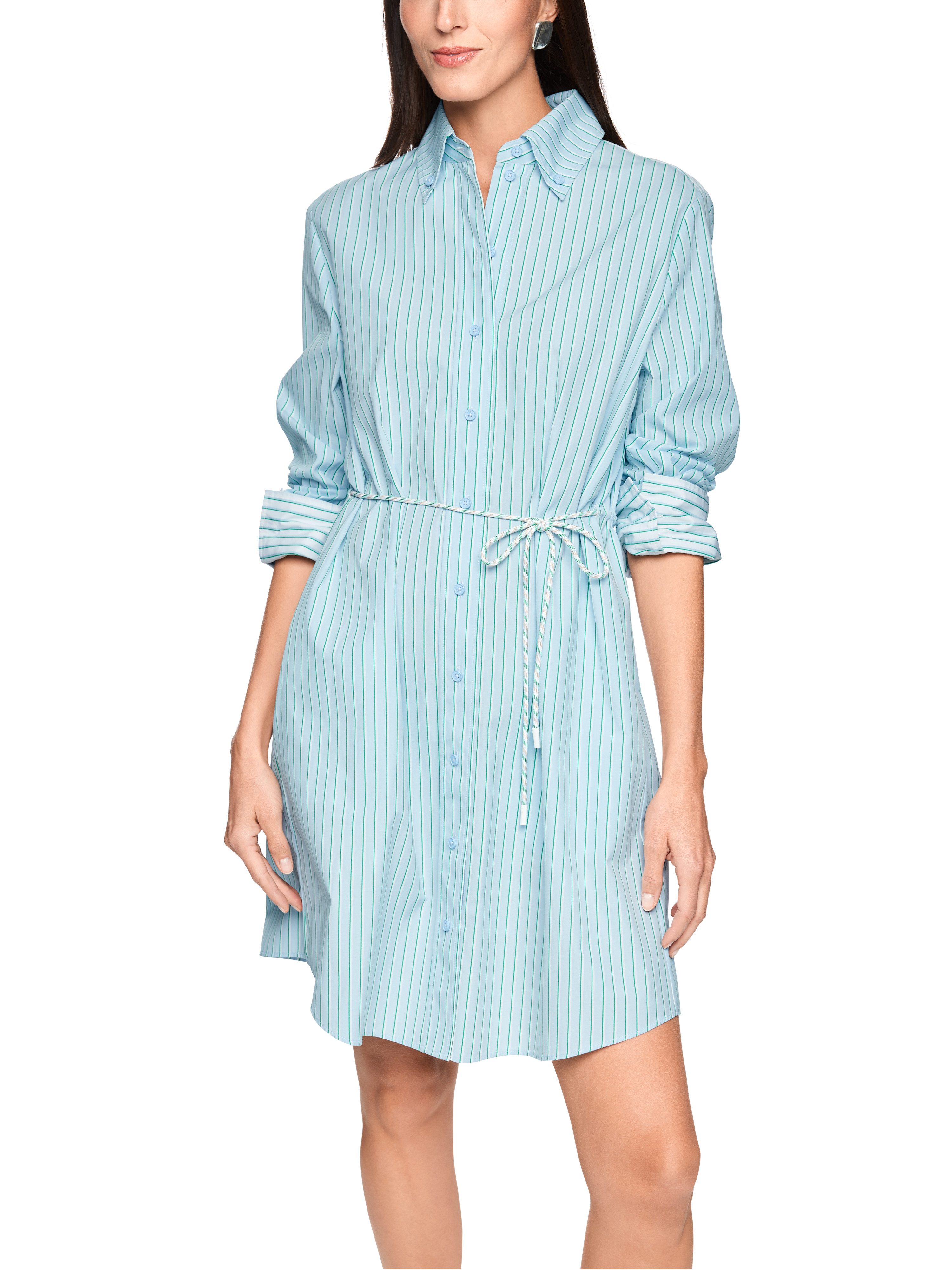 Marc Cain Hemdblusenkleid Ctiy Vibing Premium Damenmode Gestreiftes Minikleid aus Baumwolle, modisches Streifendesign