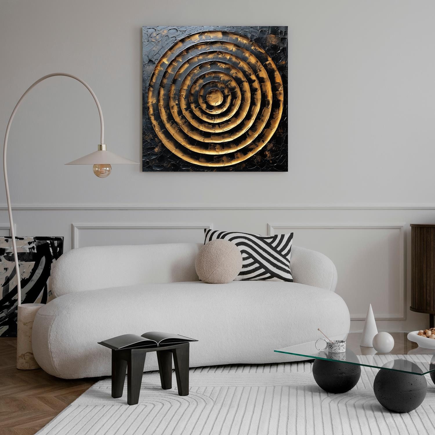 queence Leinwandbild Goldfarbendes Картина, Abstrakt, Abstrakte, Formen, Картина, Kunst (1 St), Premium-Leinwandstoff, Handarbeit aus Deutschland