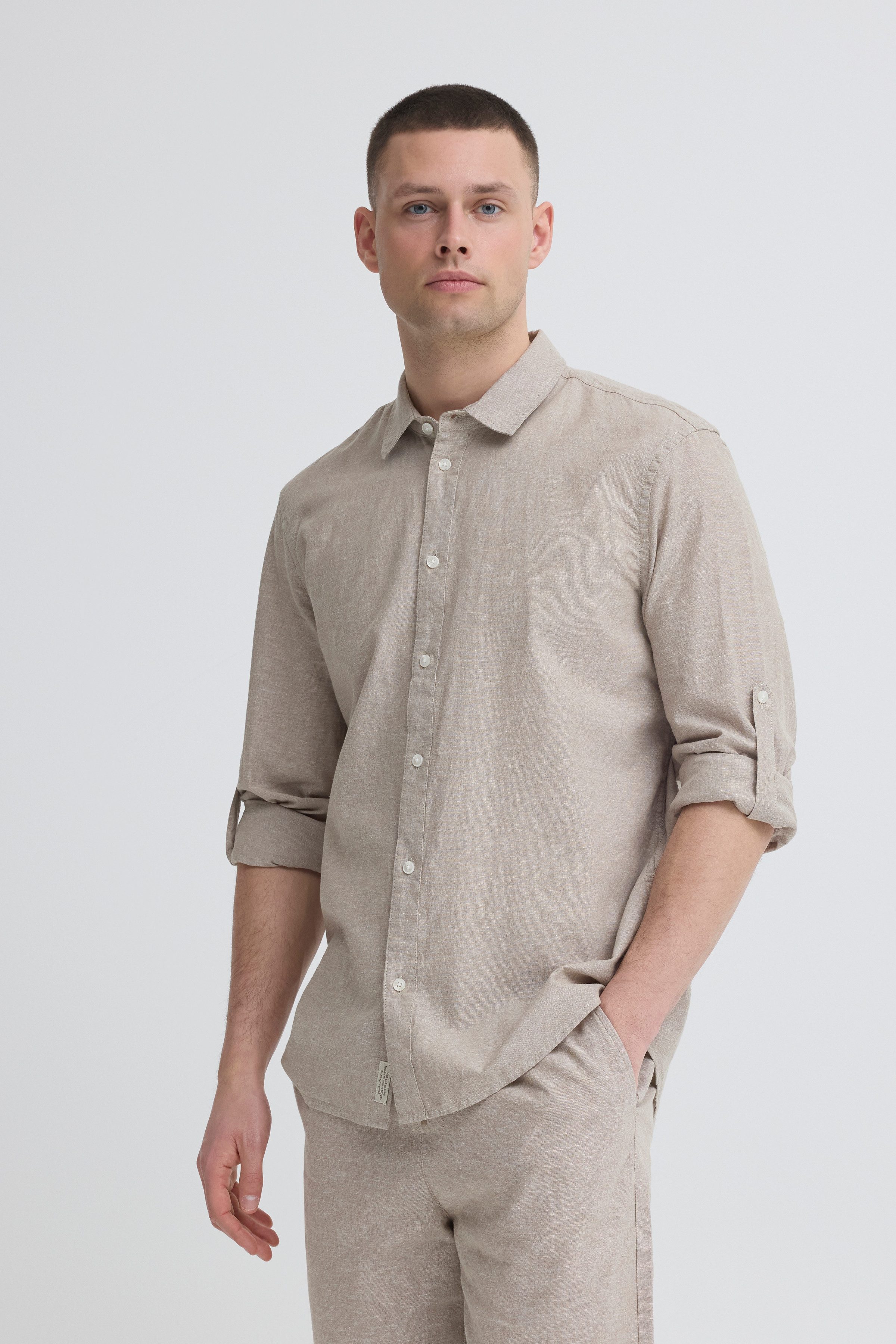 Blend Langarmhemd BHABAN SHIRT PP NOOS mit normalem Hemdkragen, Regular Fit, in Leinenoptik