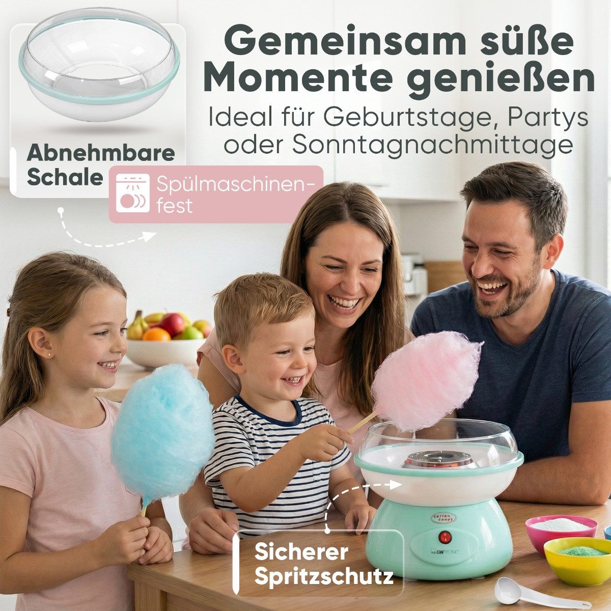 CLATRONIC Zuckerwattemaschine ZWM 3478, Zuckerwattemaschine für Zuckerwatte in Minuten