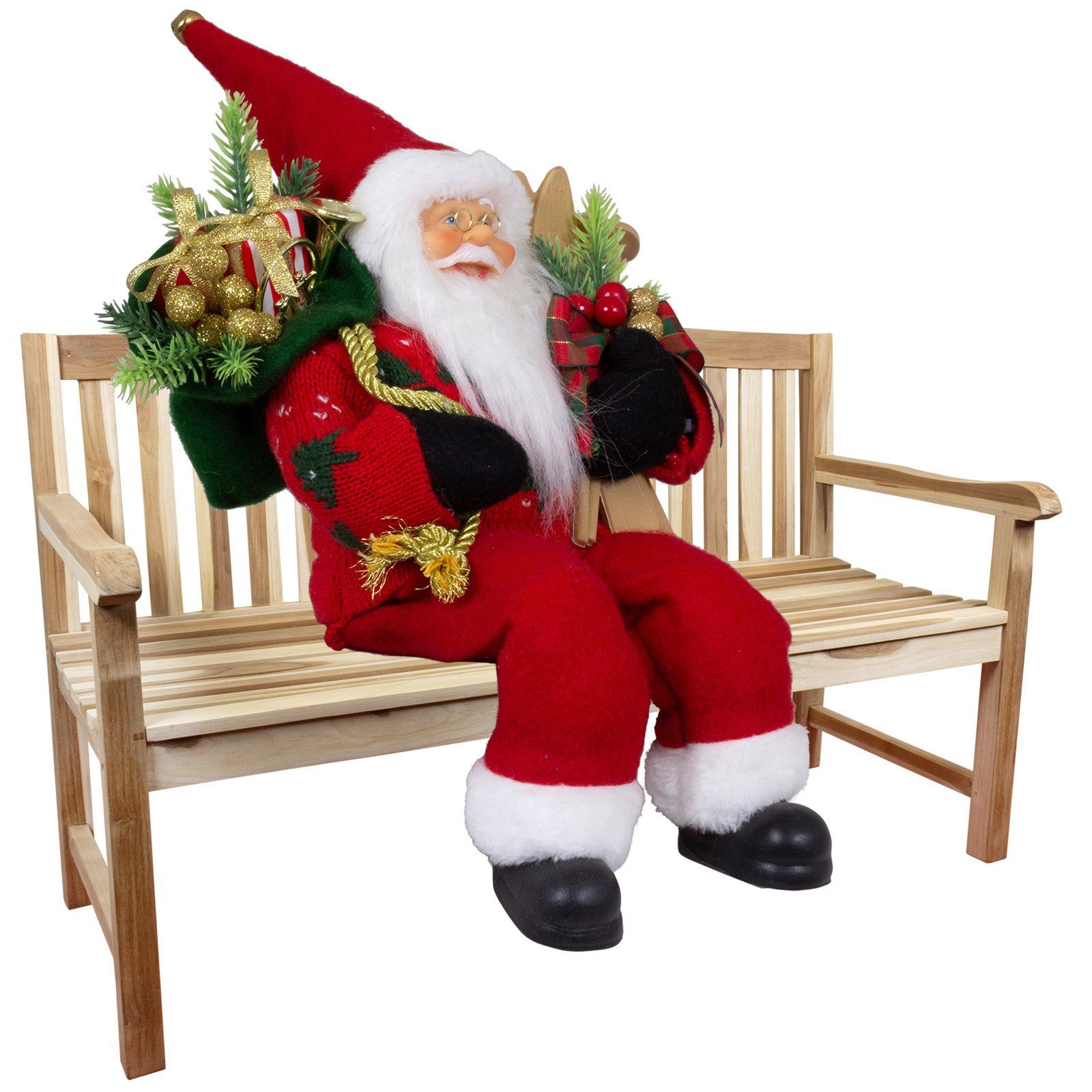 Christmas Paradise Weihnachtsmann Martin 45cm / 30cm, sitzend (Dekofigur rot, 1 St., Weihnachtsdeko), Kantenhocker zum Hinsetzen