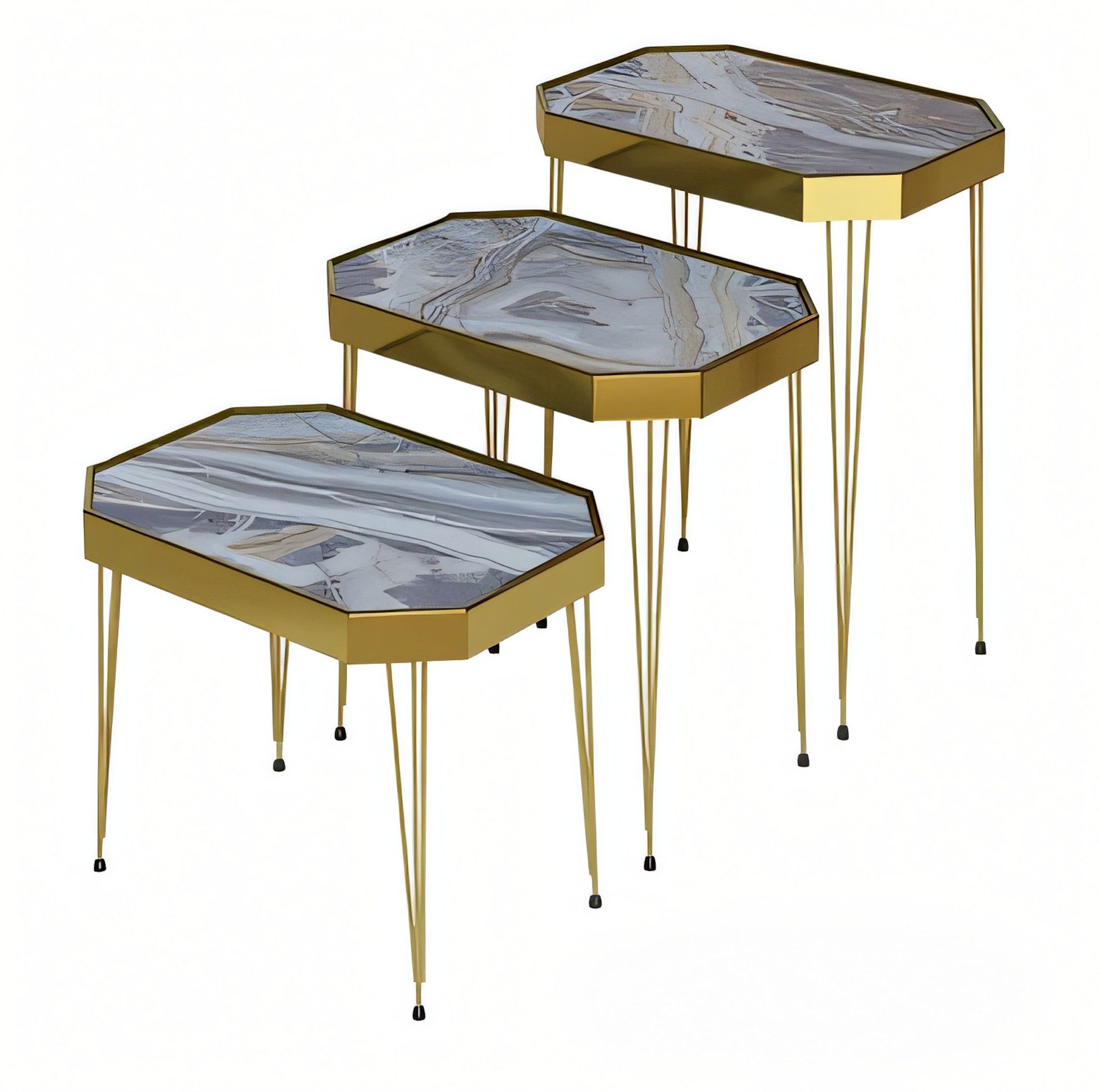 Xlmoebel Satztisch Grauer Holz Beistelltisch von XLMOEBEL im modernen Design (3er-Set, 3-St., MaßeBeistelltisch 1, MaßeBeistelltisch 2, MaßeBeistelltisch 3), Made in Europa