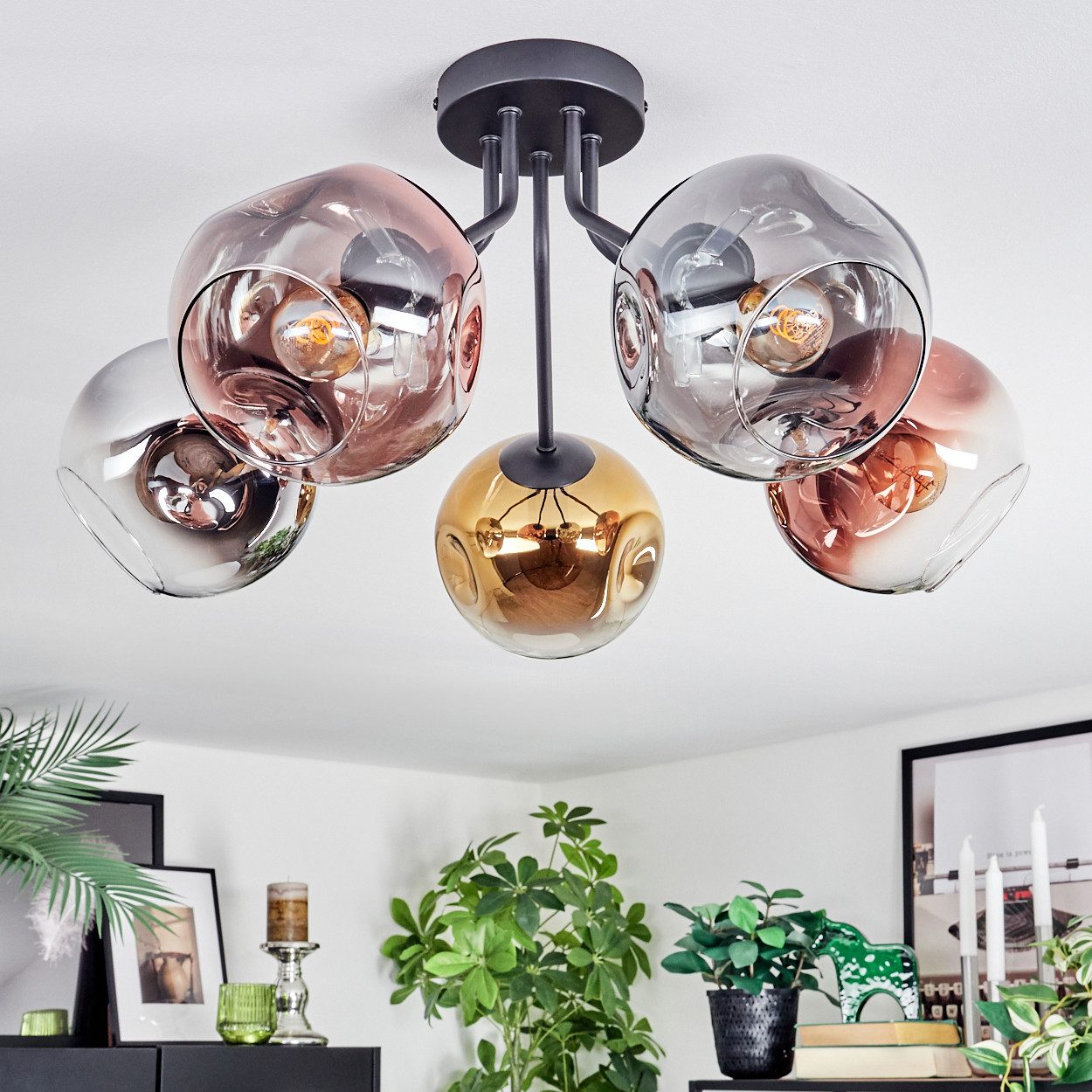 hofstein Deckenleuchte Deckenlampe aus Metall/Glas in günstig online kaufen
