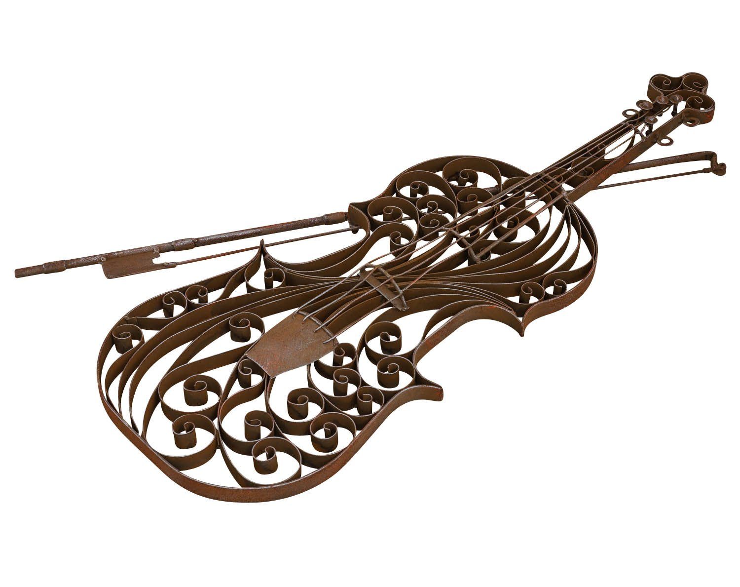 Garte Aubaho Instrument Modell Metall Violine Dekoration Wanddekoration Geige Gartenfigur