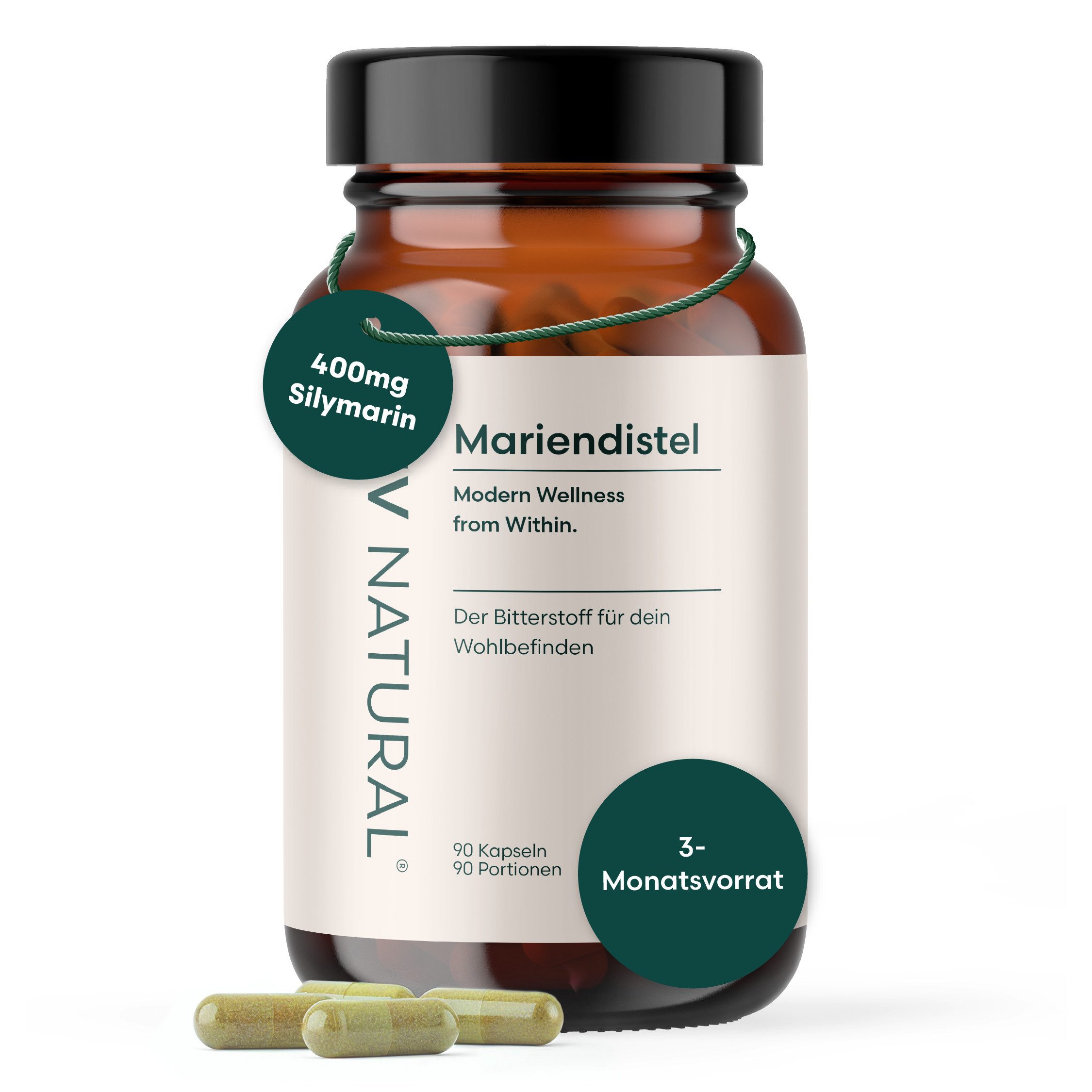 LIV Natural Mariendistel 500 mg Extrakt, 400 mg Silymarin, vegan laborgeprüft Kapseln, 90 St., Hochdosiert 400mg Silymarin/Kapsel 3-Monatsvorrat