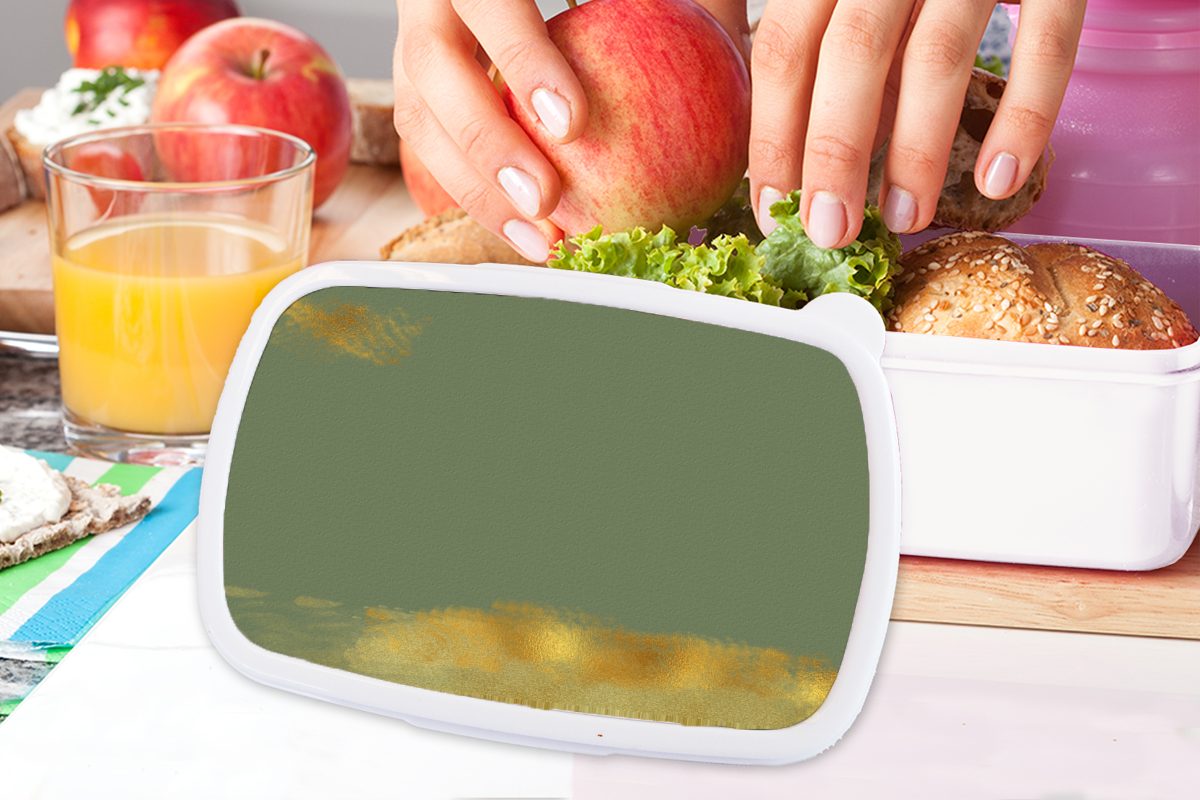 MuchoWow Lunchbox Muster und - Gold Kinder (2-tlg), - und Brotbox Mädchen Erwachsene, Jungs Grün, Farbe für für - Brotdose, weiß Kunststoff