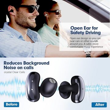 Xmenha Extrem niedrige Latenz und klare Anrufe Open-Ear-Kopfhörer (Bluetooth 5.3 für stabile Verbindung. Zwei Mikrofone reduzieren Hintergrundgeräusche. Kristallklare Anrufe während des Trainings., Knochenschall Sicherer Sitz, klare Anrufe & universelle Kompatibilität)