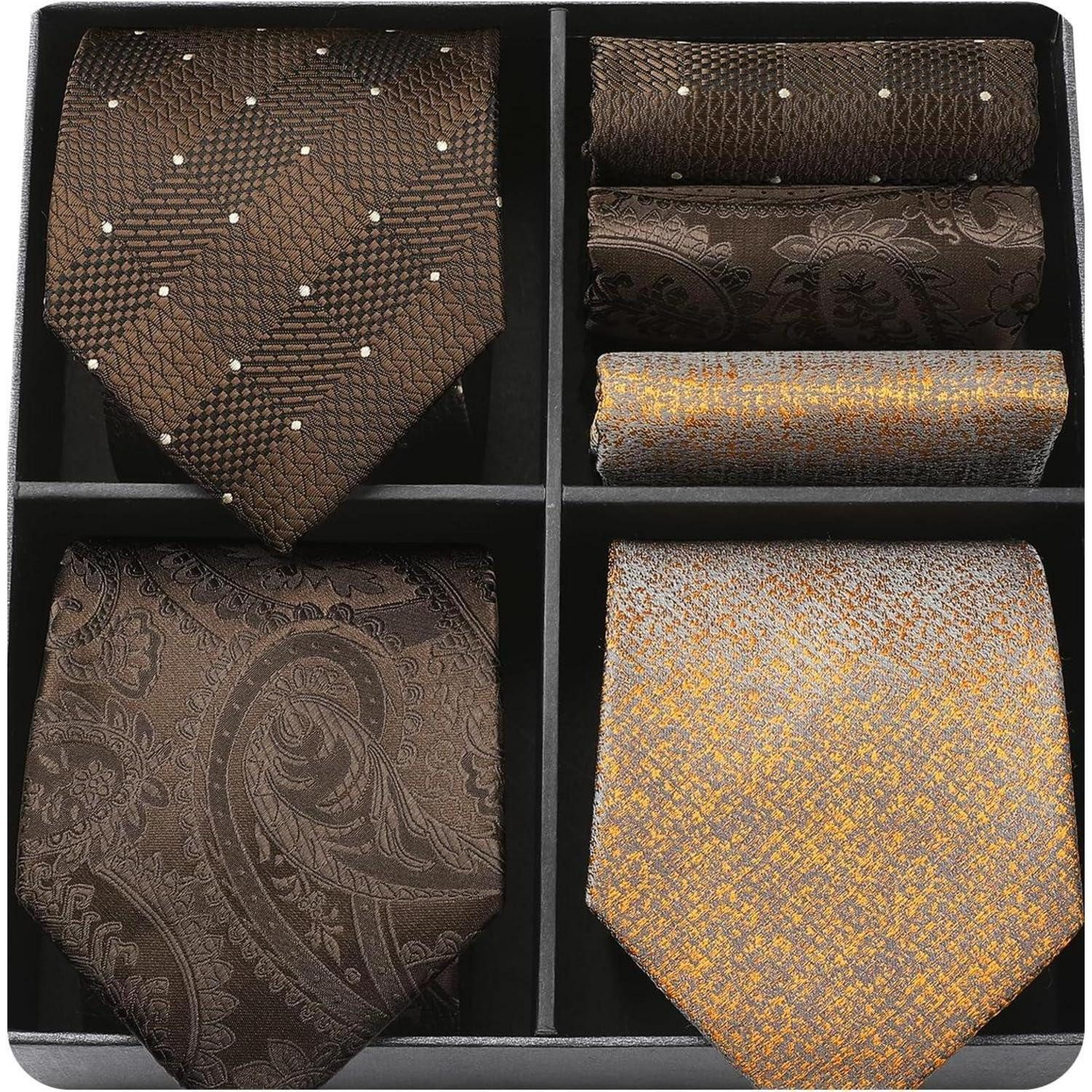 LuxusKollektion Krawatte Krawatte Herren Seide Einstecktuch 3er Set HT-1S Einheitsgröße