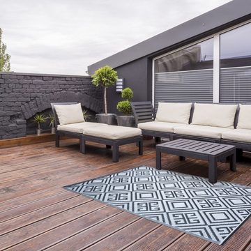 Outdoorteppich, esschert design, Gartenteppich, mit Quadraten aus Kunststoff, Maße 119.5 x 186 x 0.3 cm