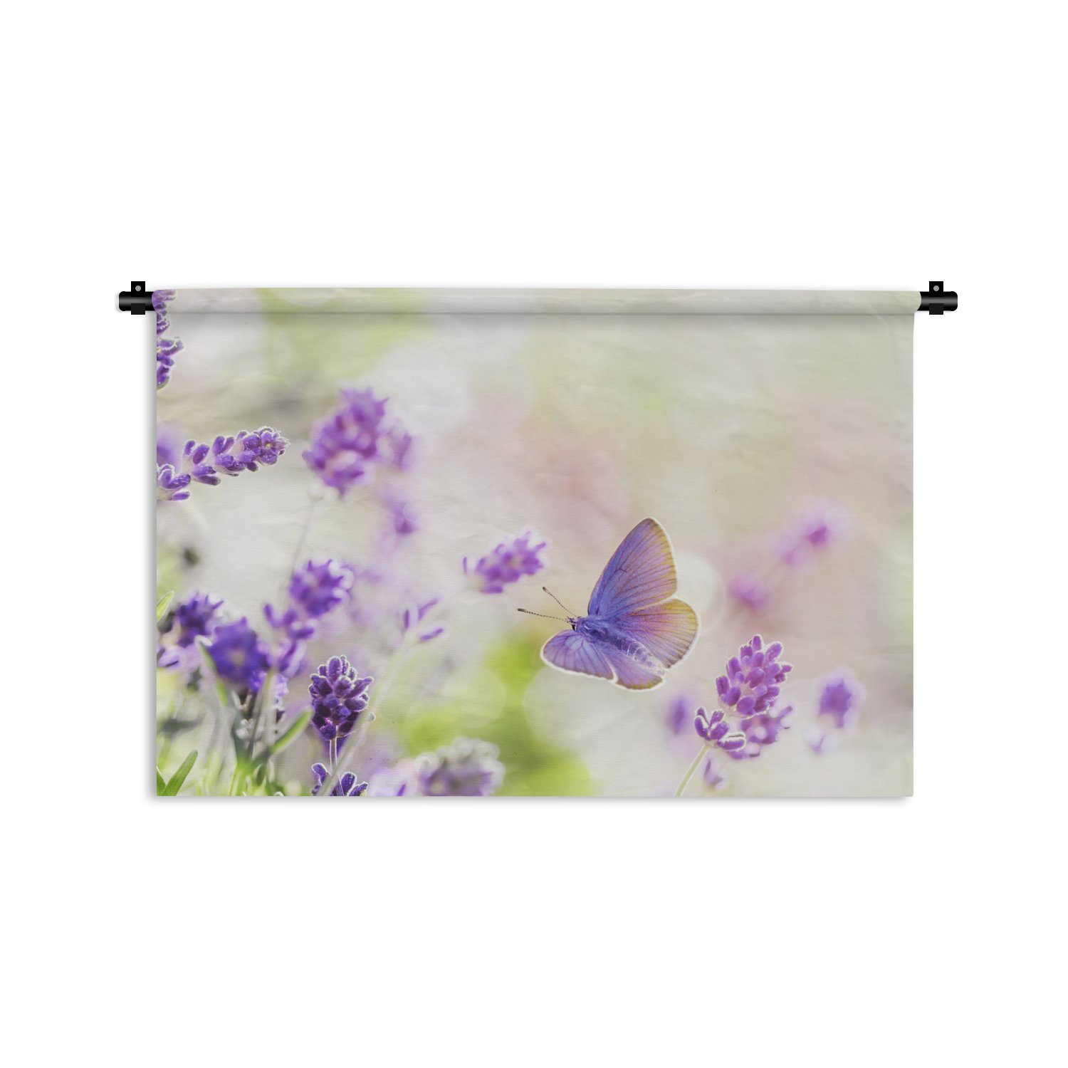MuchoWow Wanddekoobjekt Lavendel - Schmetterling - Blumen, Wanddeko für Wohnzimmer, Schlafzimmer, Kleid, Wandbehang, Kinderzimmer