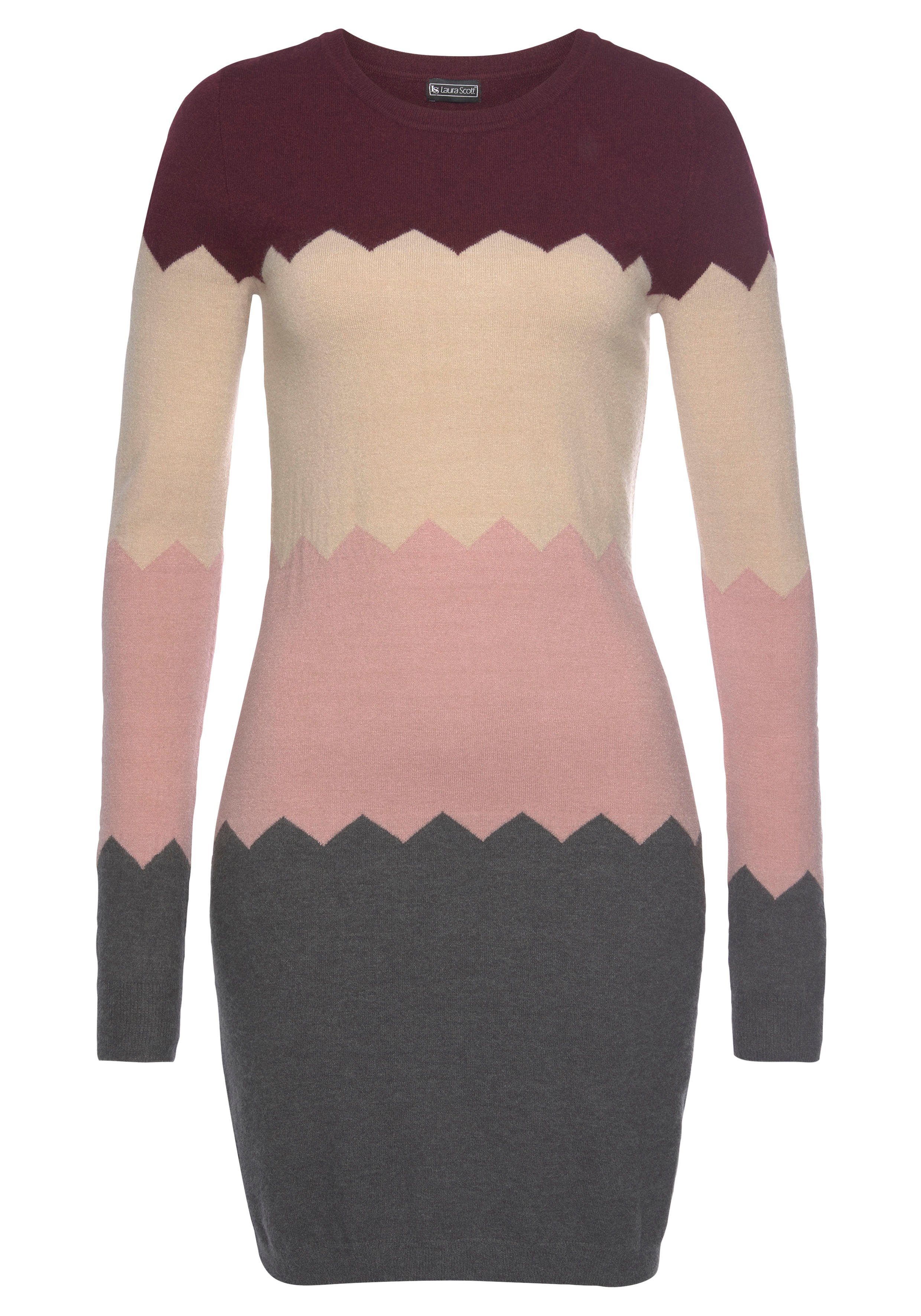 Laura Scott Strickkleid figurbetont, mit besonderem Streifenmuster. Reduzierter Preis € 30,79. Unverbindliche Preisempfehlung € 43,99