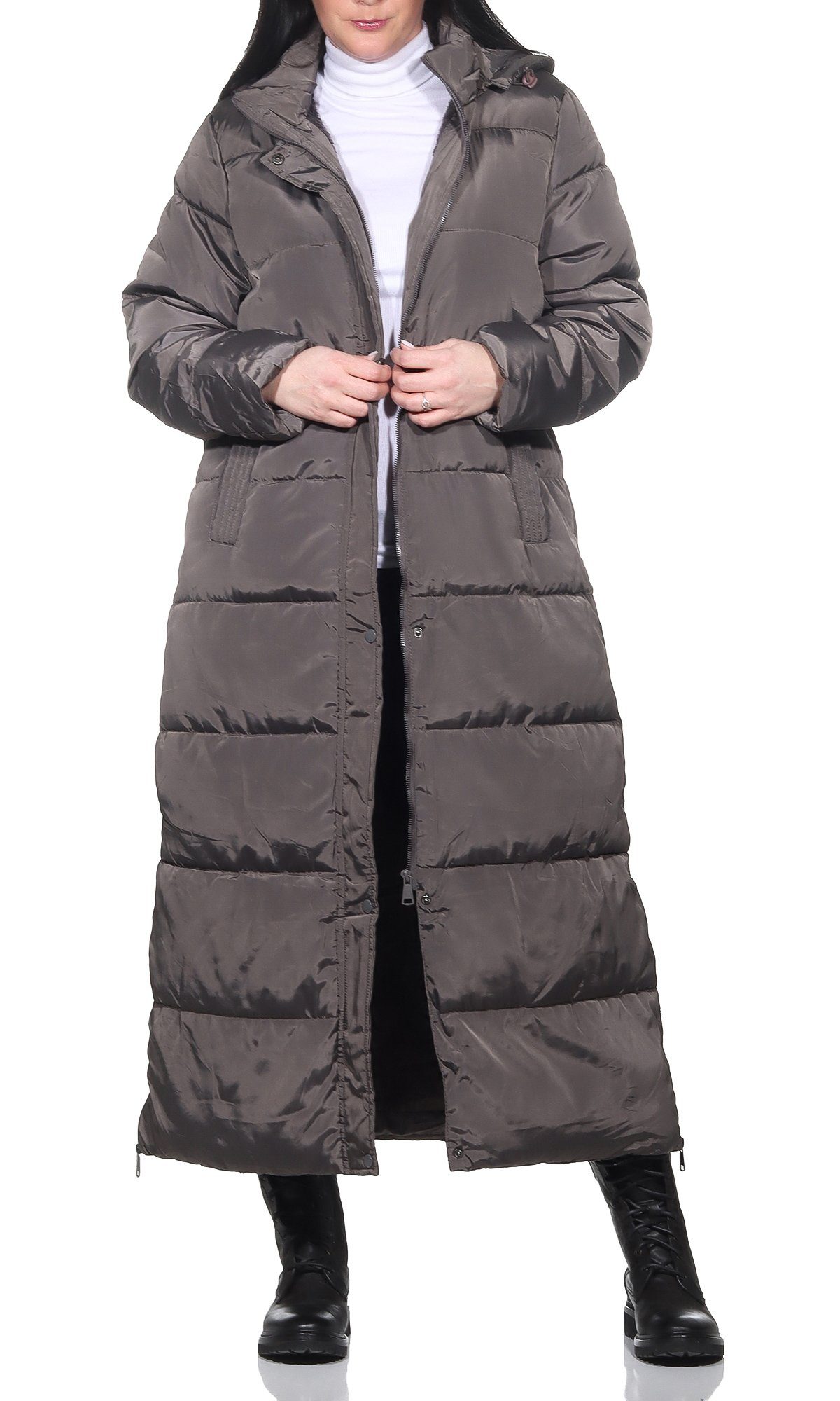 Aurela Damenmode Steppmantel Longmantel gefütterter Damen günstig online kaufen