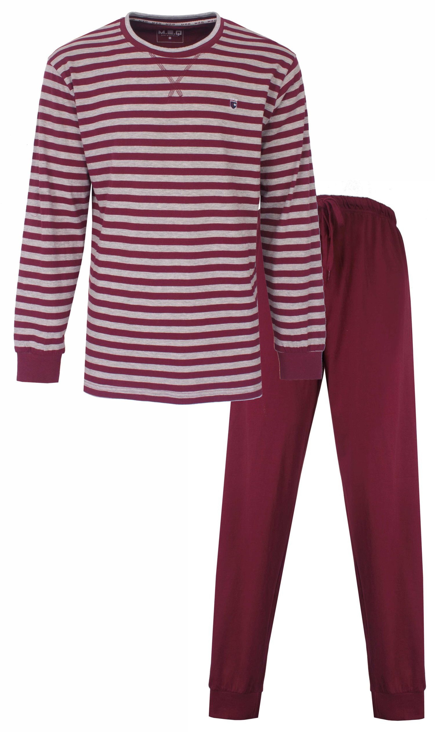 Schlafanzug Herren Pyjama lang mit Bündchen