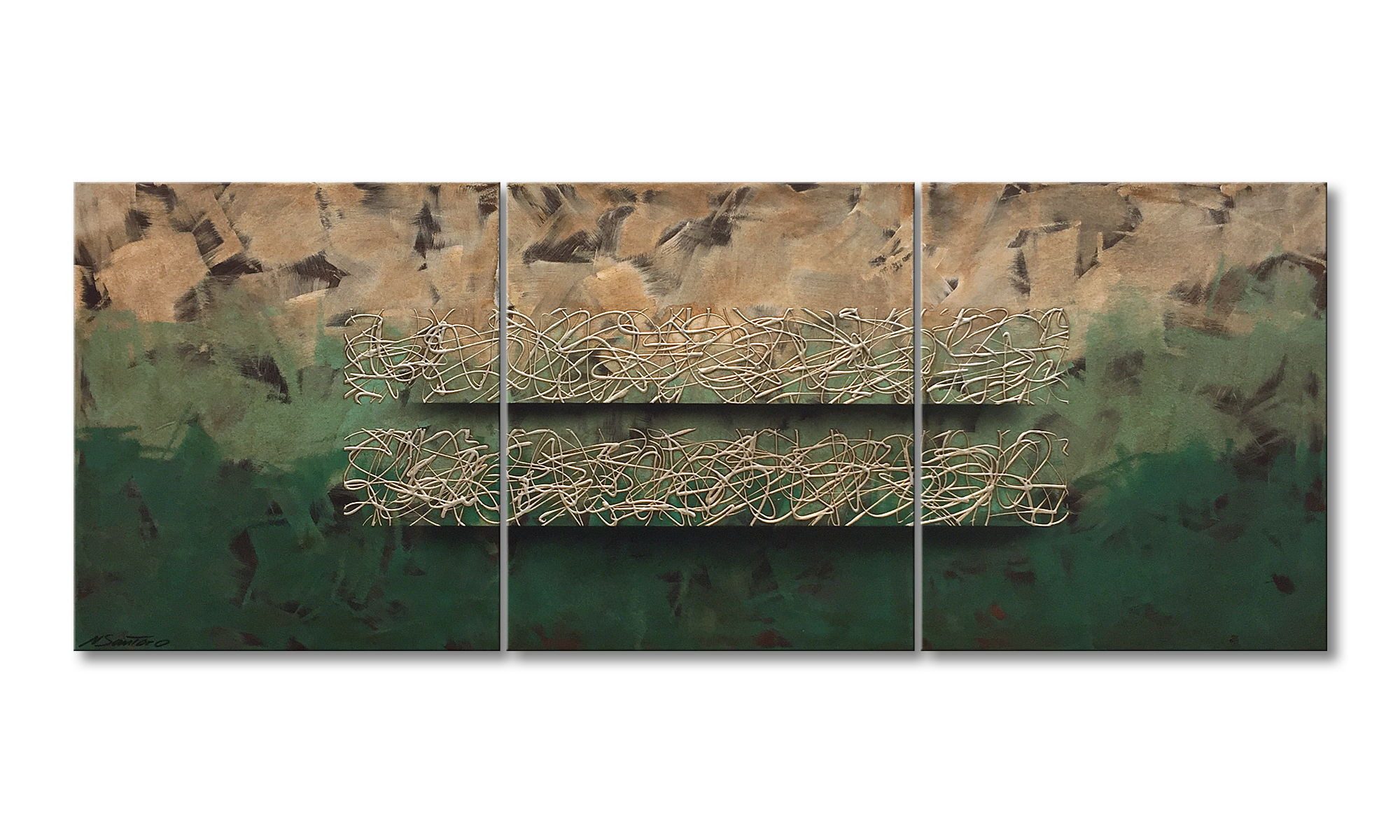 WandbilderXXL Gemälde Jungle Horizon 180 x 70 cm, Abstraktes Gemälde, handgemaltes Unikat